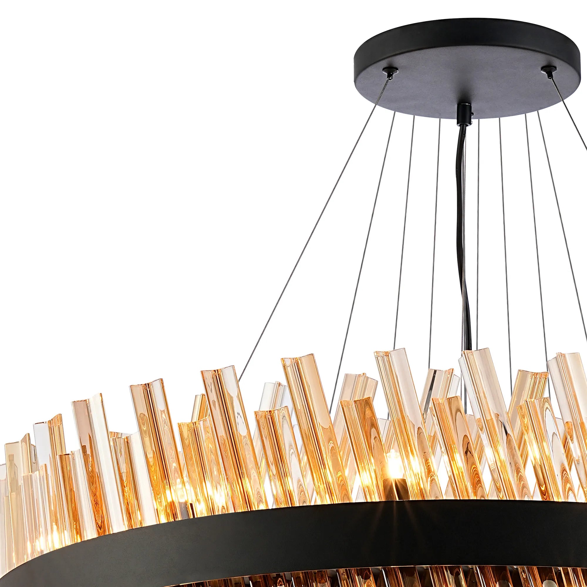 Farnley 4 Tier 80cm Pendant 24 Light - Black & Amber