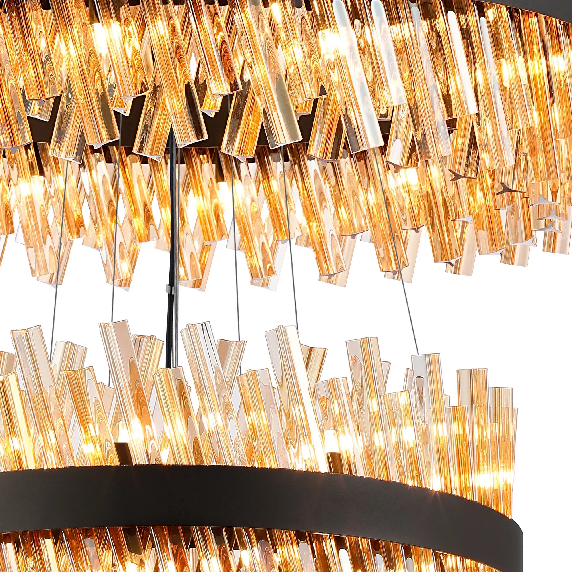 Farnley 4 Tier 80cm Pendant 24 Light - Black & Amber