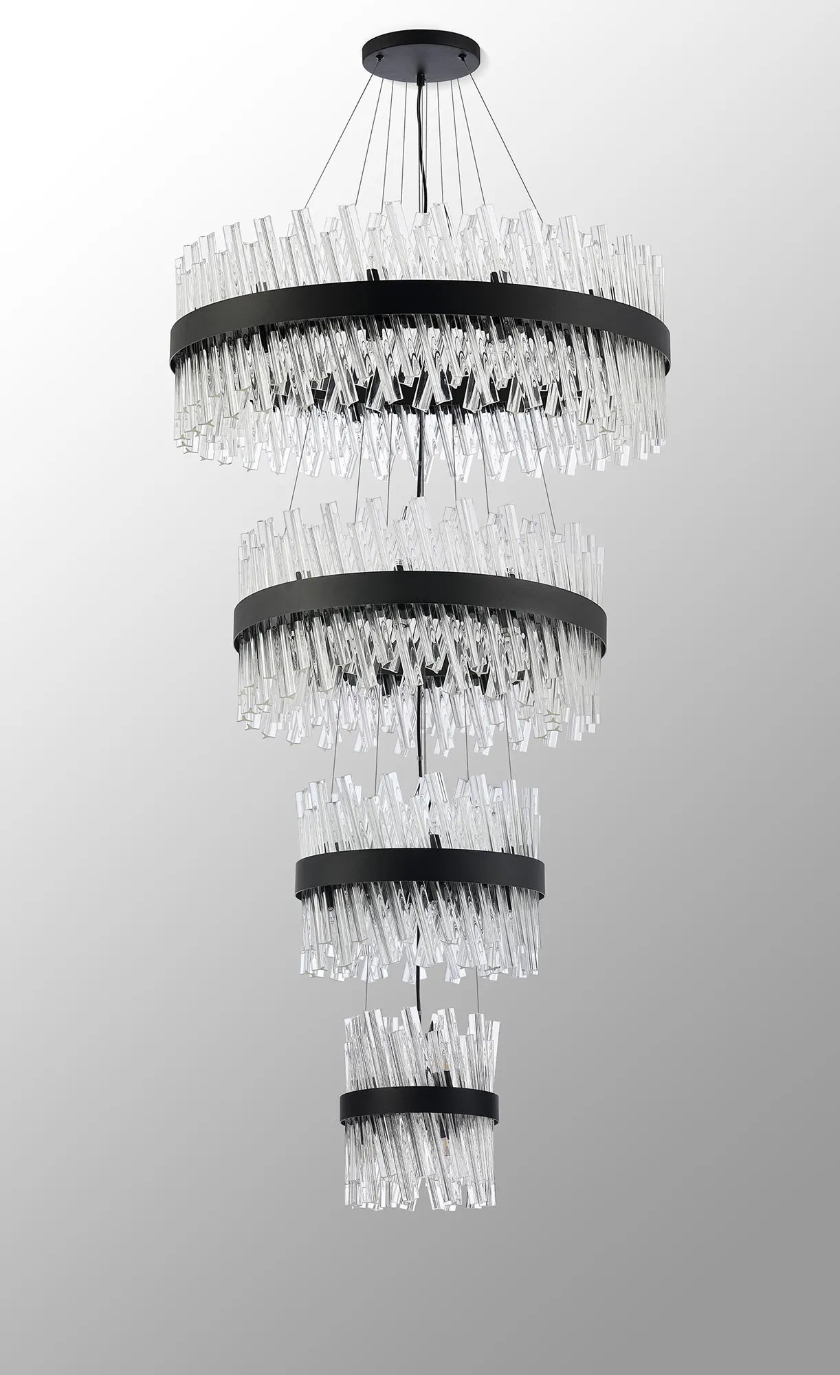 Farnley 4 Tier 80cm Pendant 24 Light - Black & Clear
