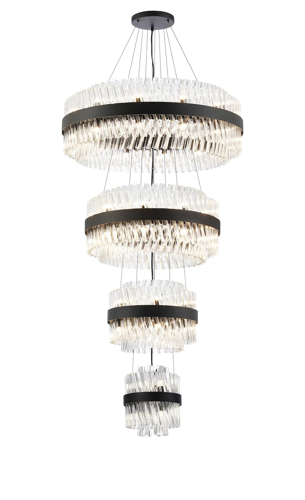 Farnley 4 Tier 80cm Pendant 24 Light - Black & Clear