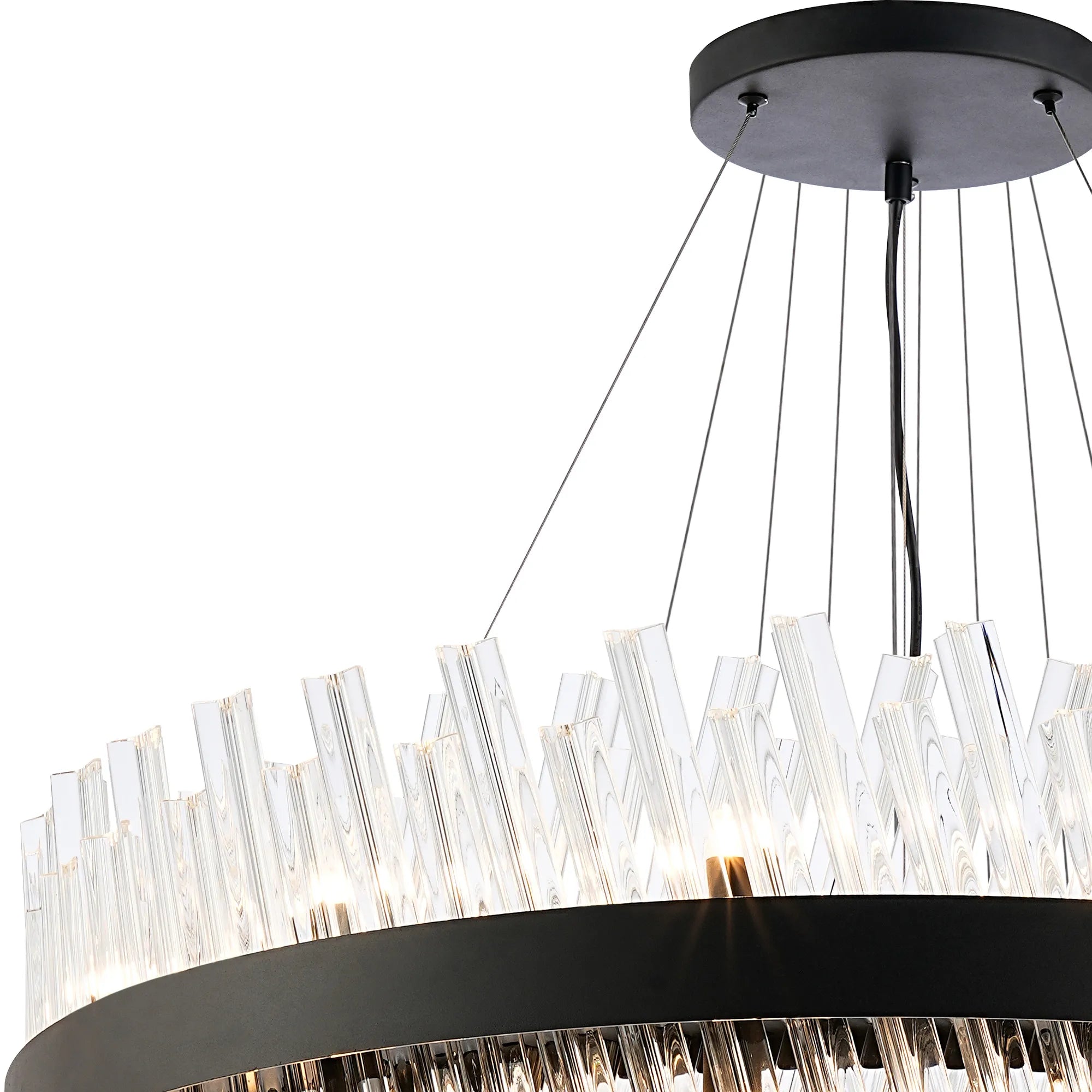 Farnley 4 Tier 80cm Pendant 24 Light - Black & Clear