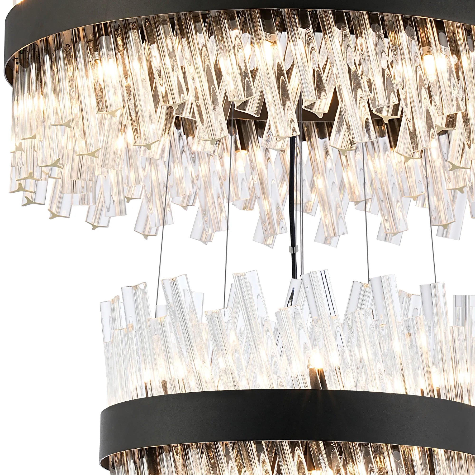 Farnley 4 Tier 80cm Pendant 24 Light - Black & Clear