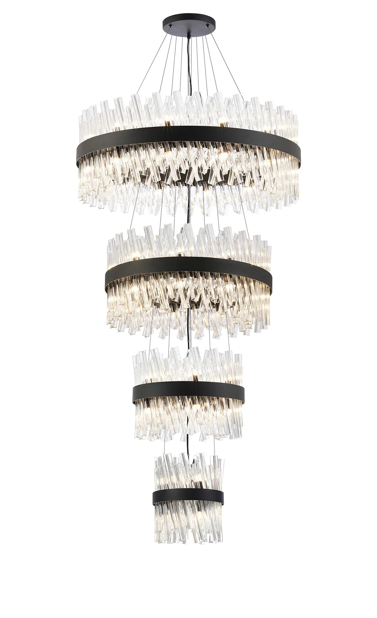 Farnley 4 Tier 80cm Pendant 24 Light - Black & Clear