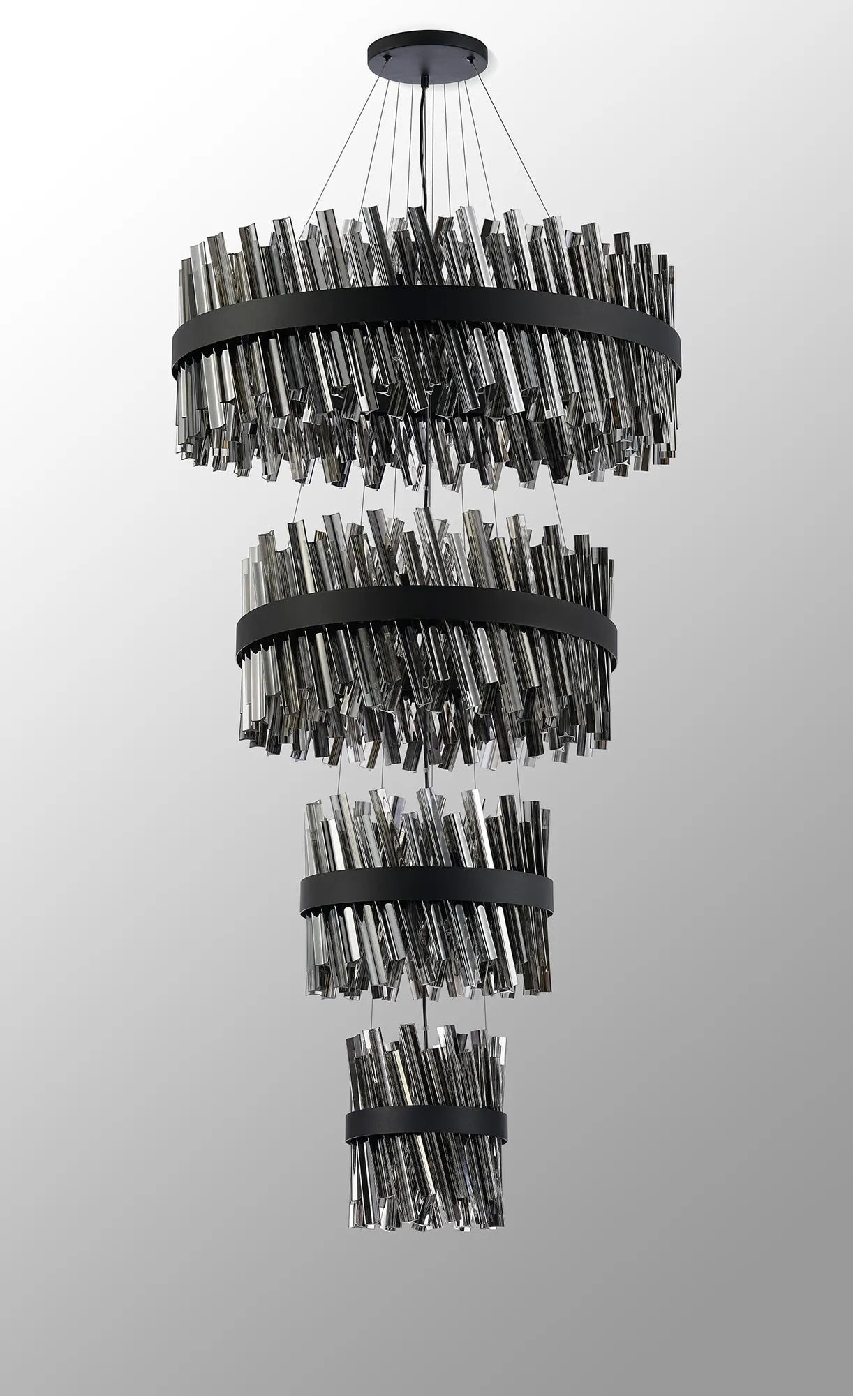 Farnley 4 Tier 80cm Pendant 24 Light - Black & Smoke