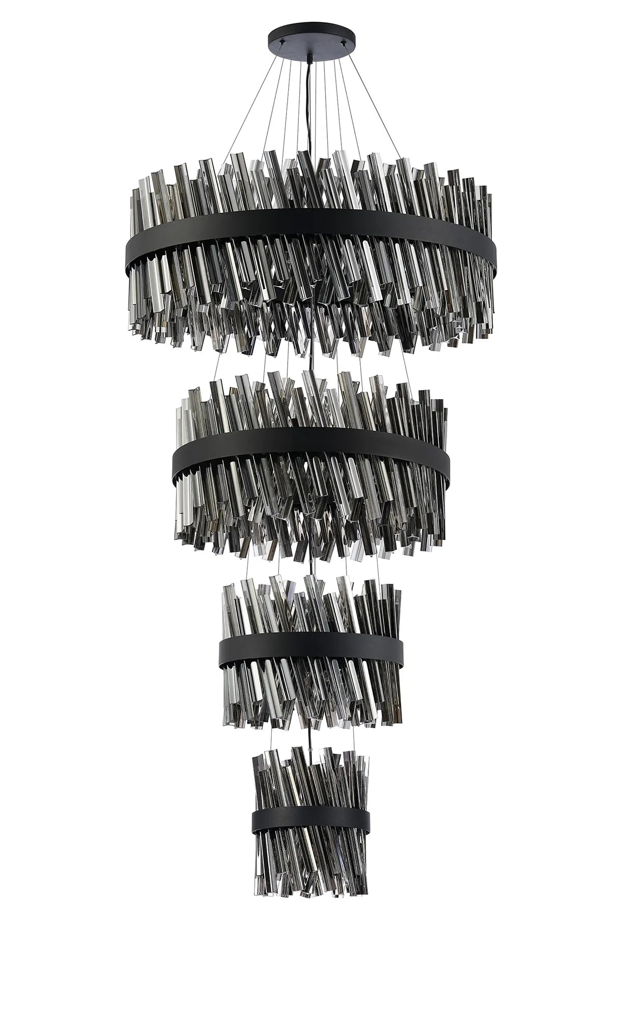 Farnley 4 Tier 80cm Pendant 24 Light - Black & Smoke
