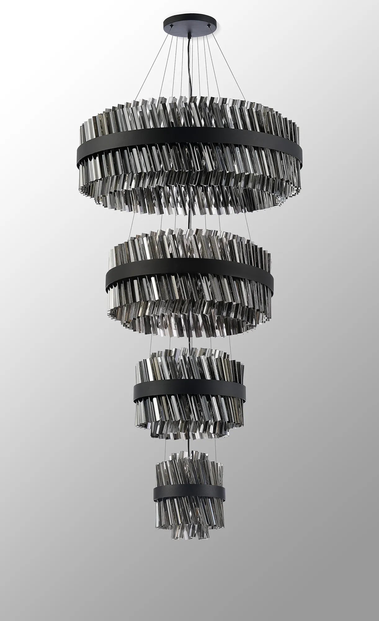 Farnley 4 Tier 80cm Pendant 24 Light - Black & Smoke