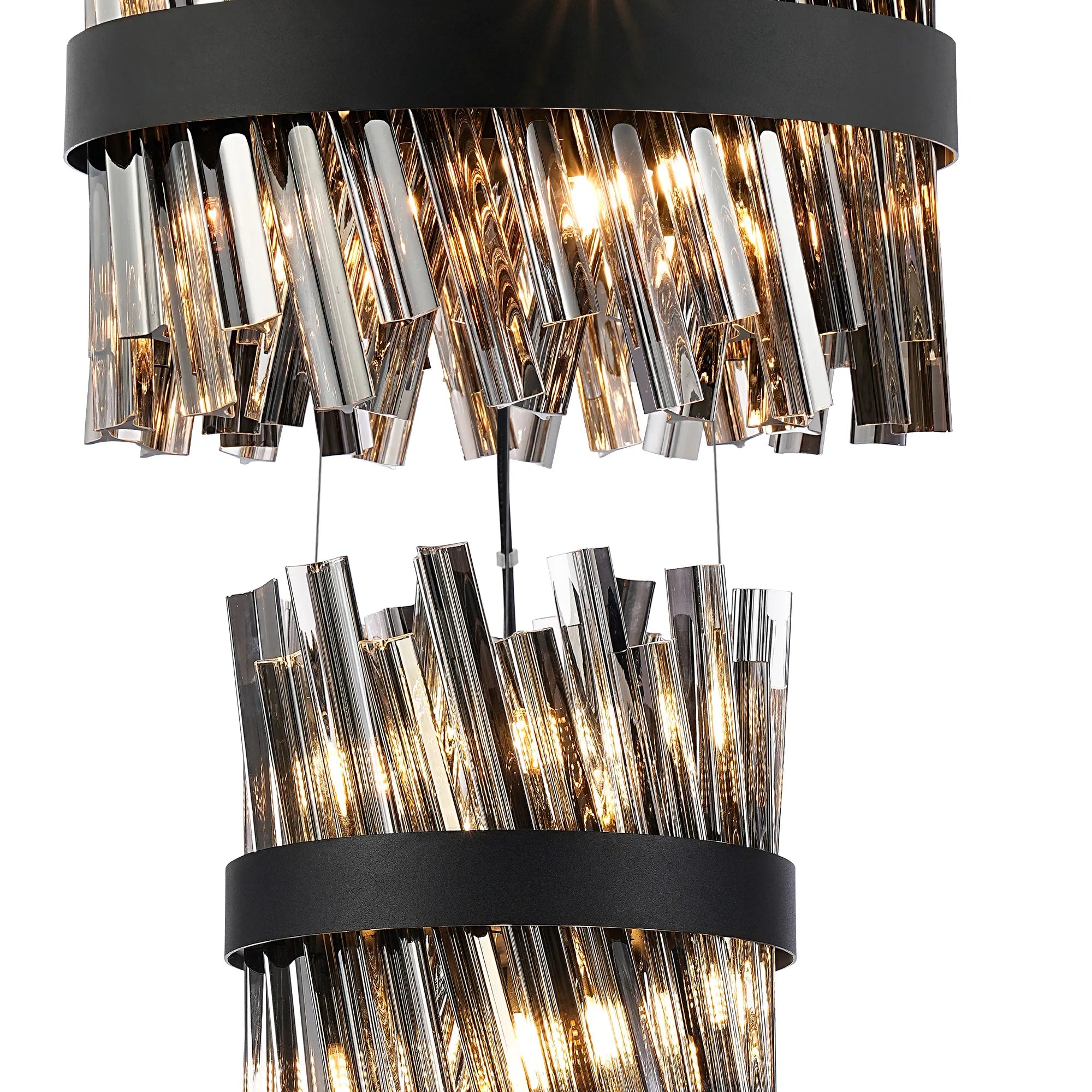 Farnley 4 Tier 80cm Pendant 24 Light - Black & Smoke