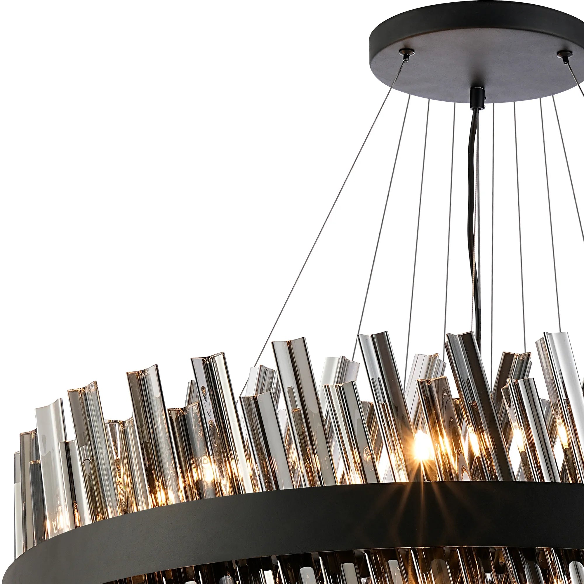 Farnley 4 Tier 80cm Pendant 24 Light - Black & Smoke