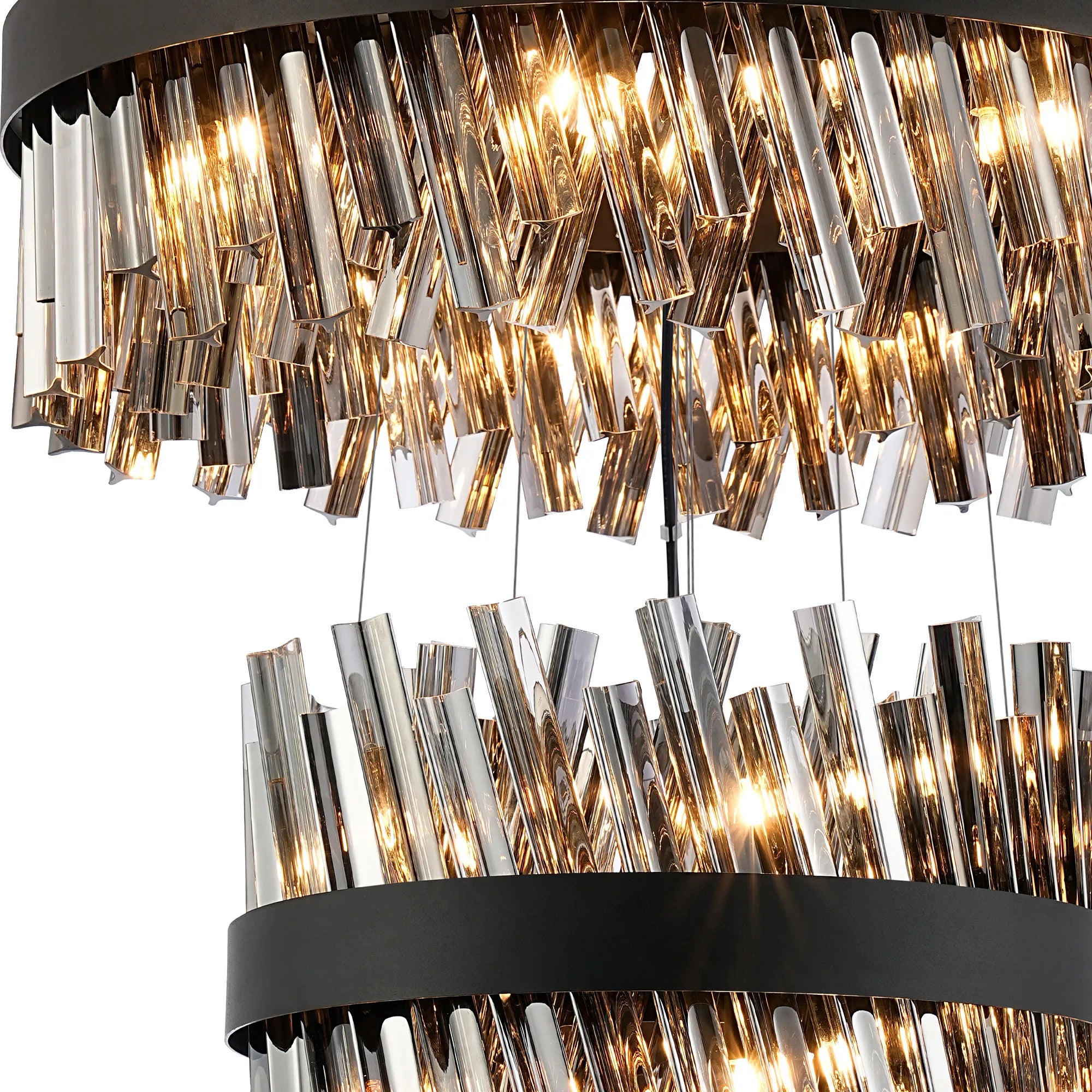 Farnley 4 Tier 80cm Pendant 24 Light - Black & Smoke