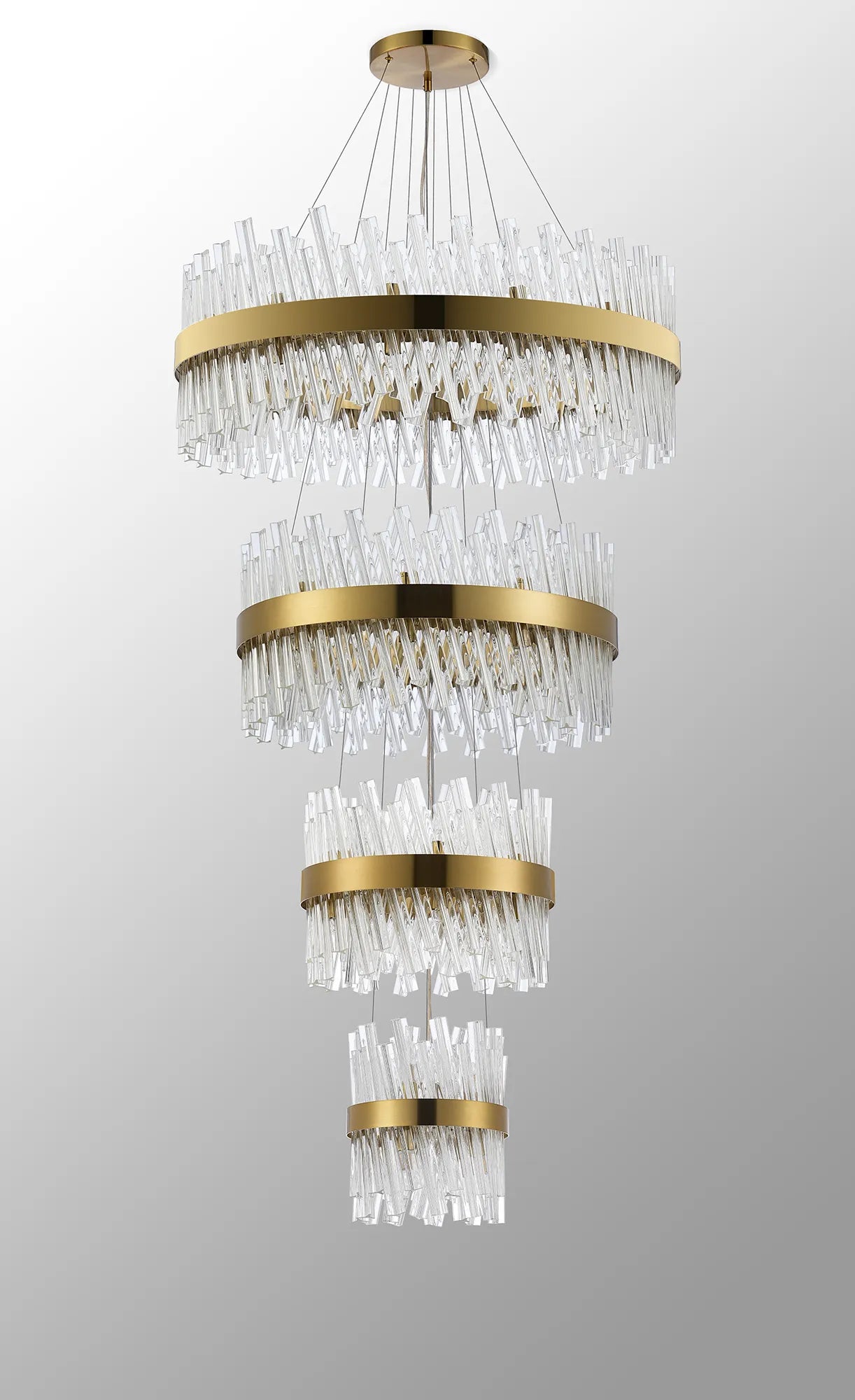 Farnley 4 Tier 80cm Pendant 24 Light - Brass & Clear