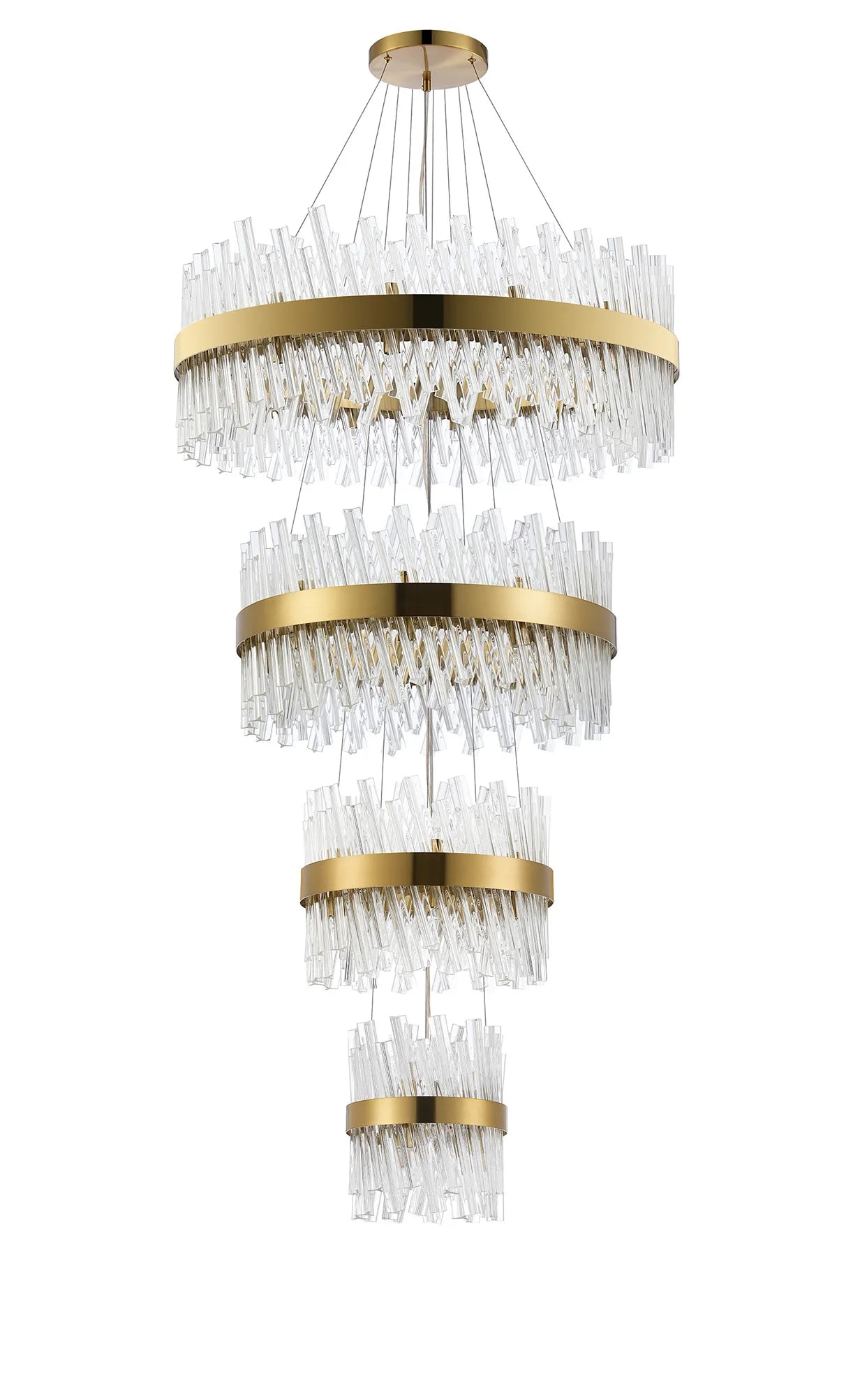 Farnley 4 Tier 80cm Pendant 24 Light - Brass & Clear