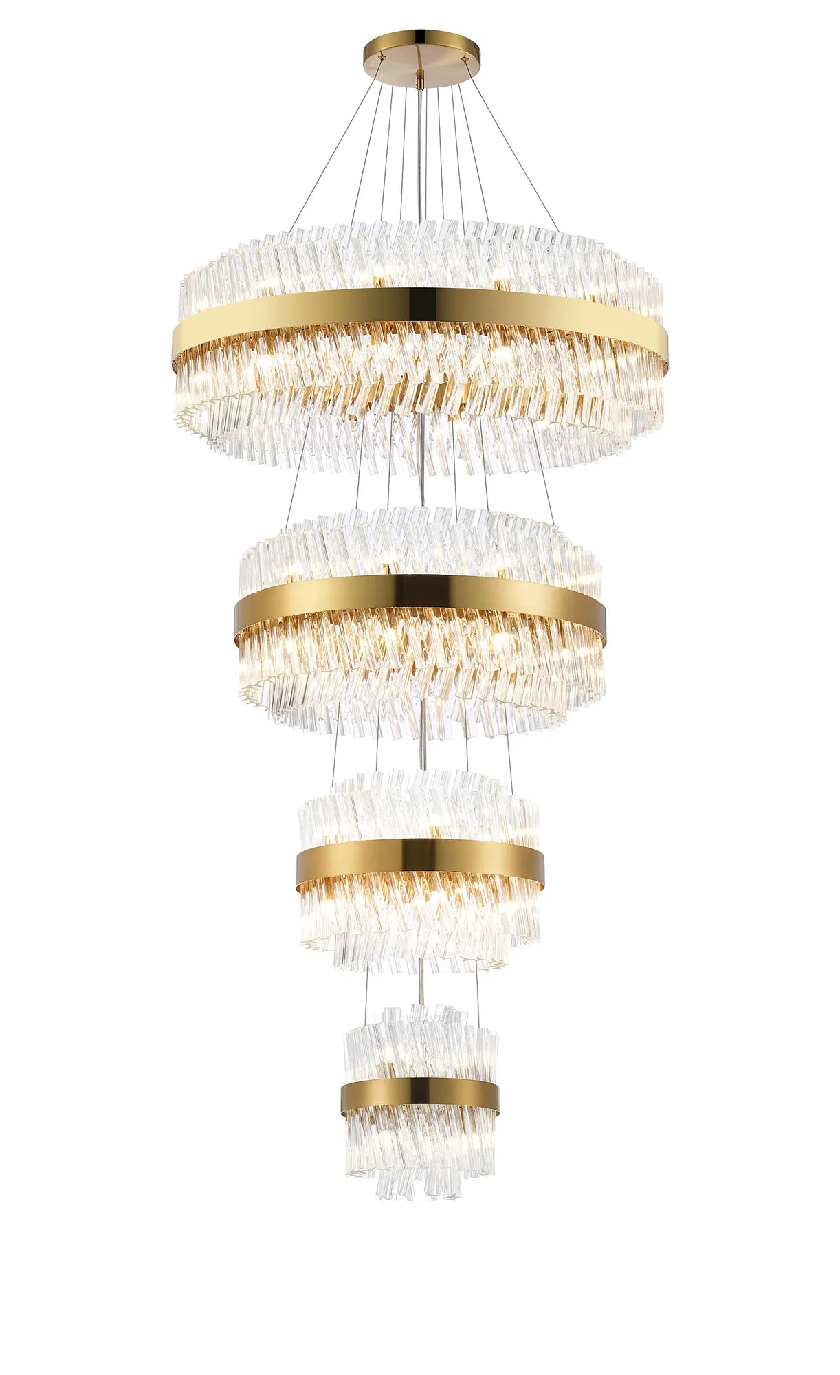 Farnley 4 Tier 80cm Pendant 24 Light - Brass & Clear