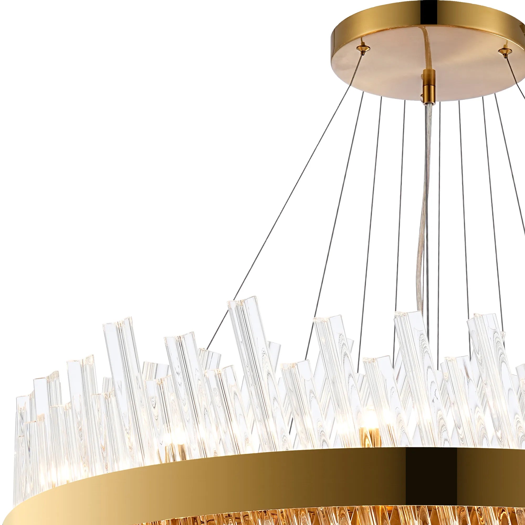 Farnley 4 Tier 80cm Pendant 24 Light - Brass & Clear