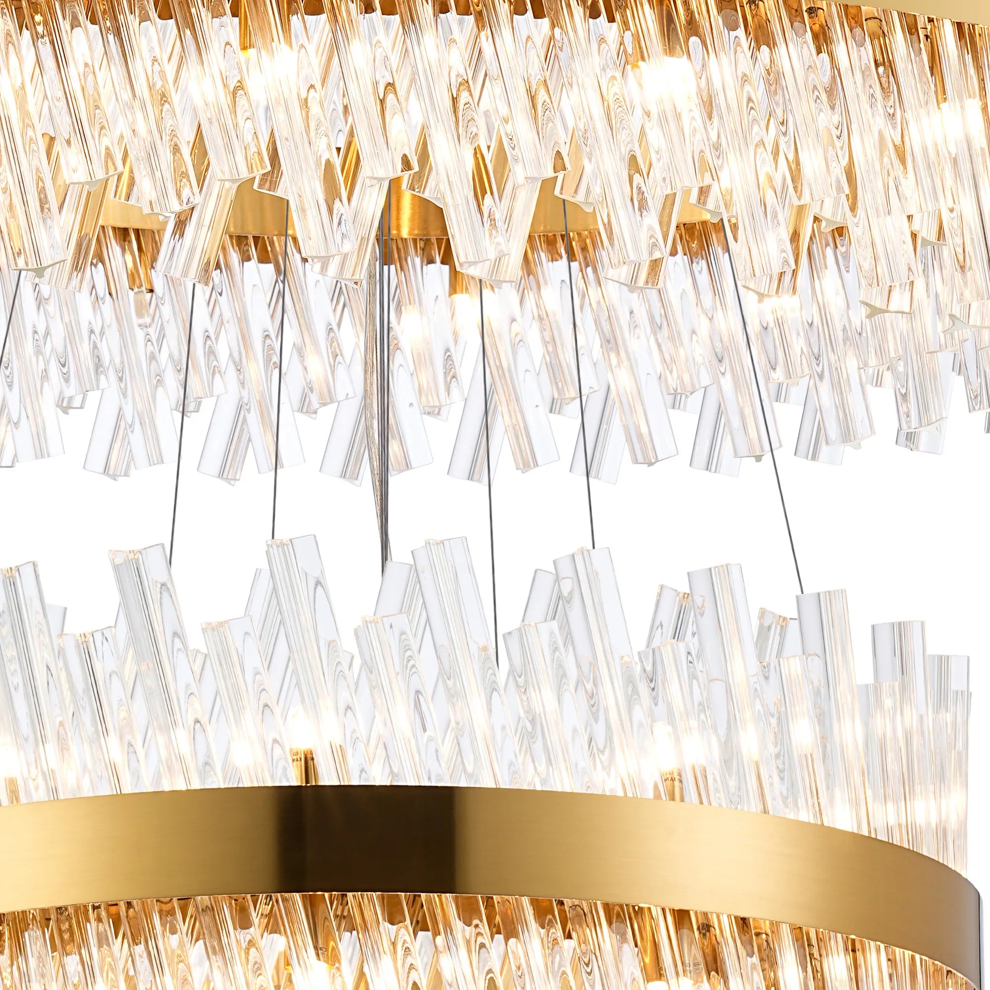 Farnley 4 Tier 80cm Pendant 24 Light - Brass & Clear