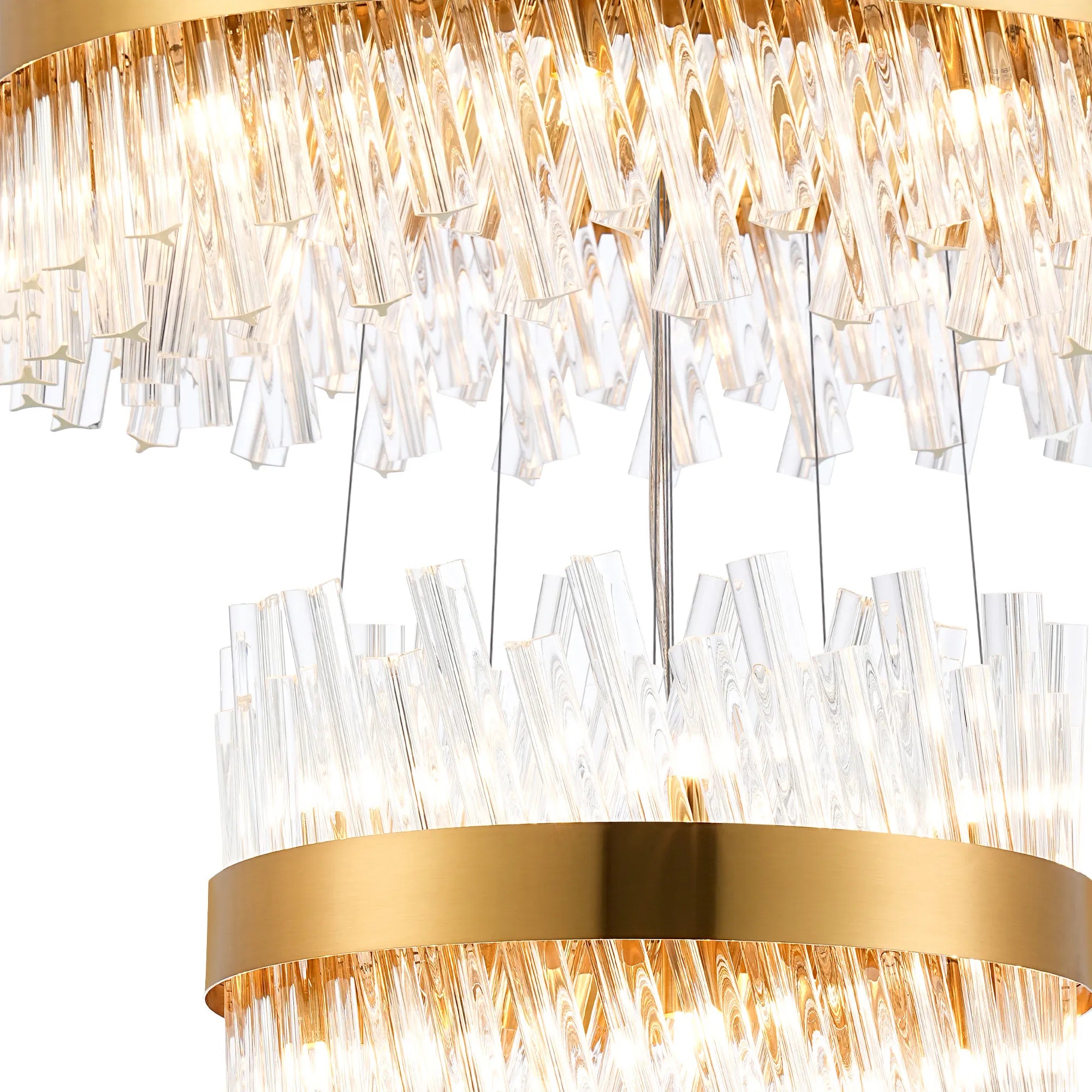 Farnley 4 Tier 80cm Pendant 24 Light - Brass & Clear