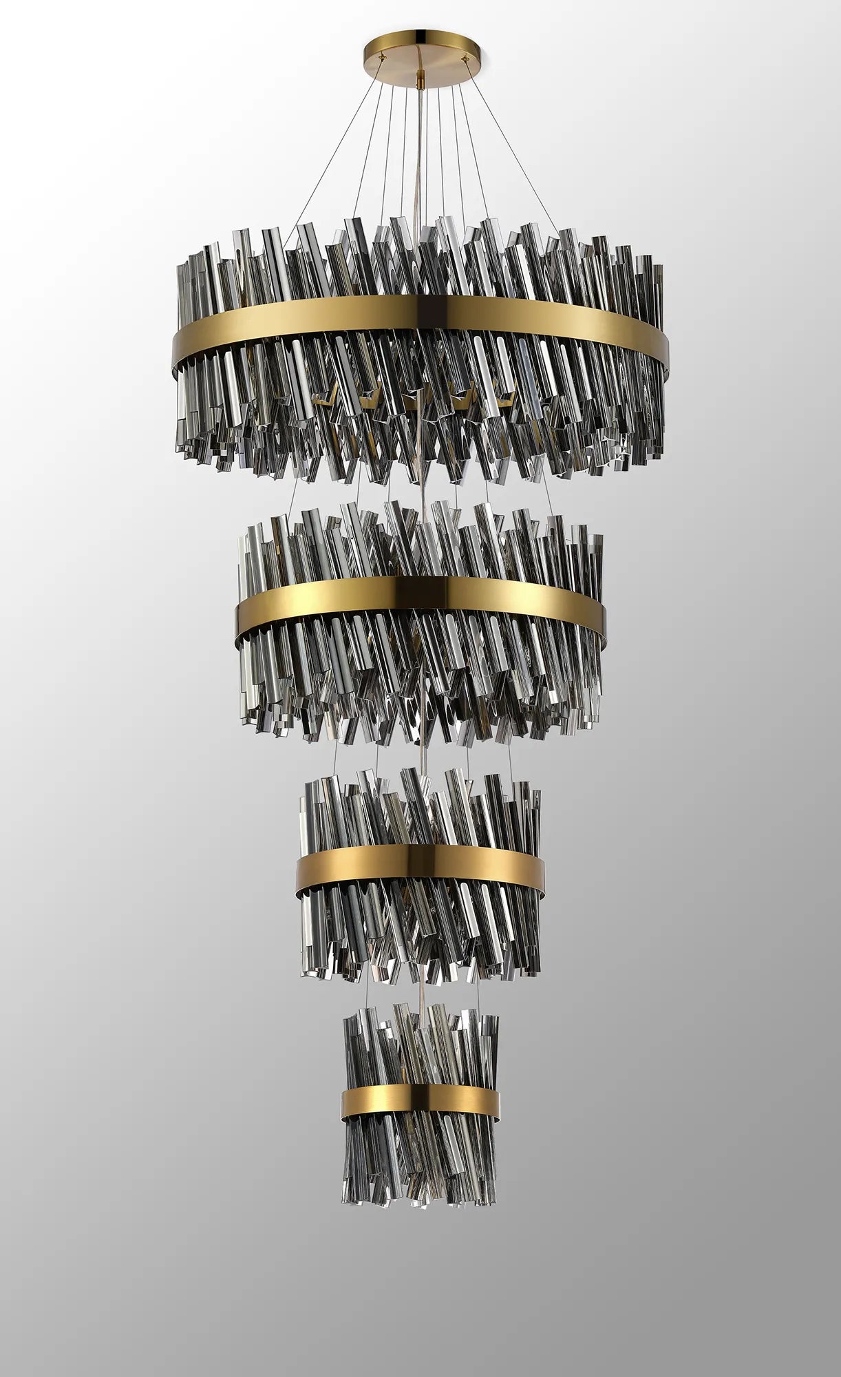 Farnley 4 Tier 80cm Pendant 24 Light - Brass & Smoke