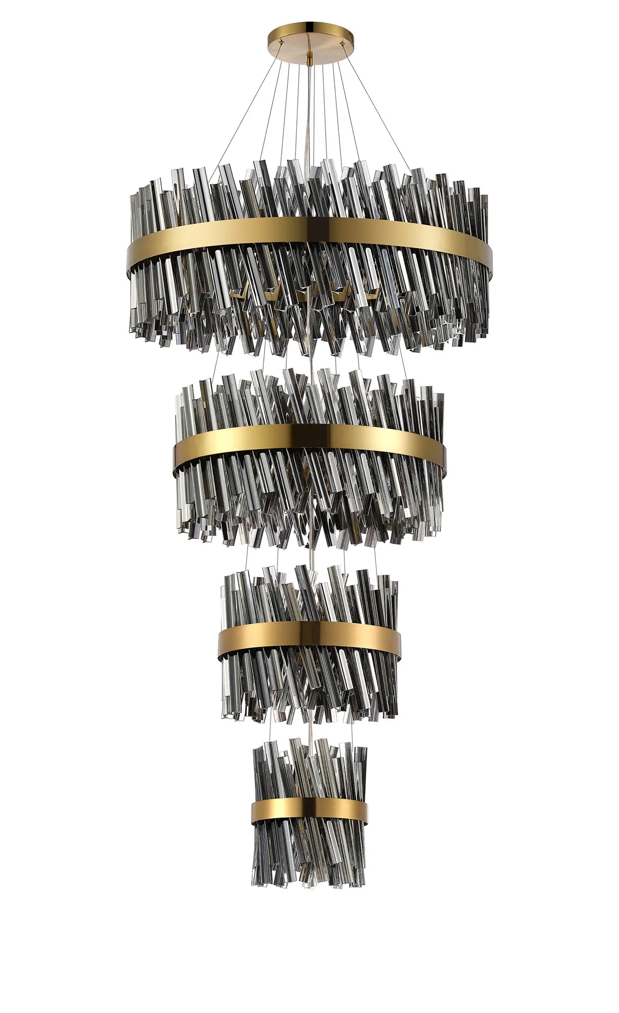 Farnley 4 Tier 80cm Pendant 24 Light - Brass & Smoke