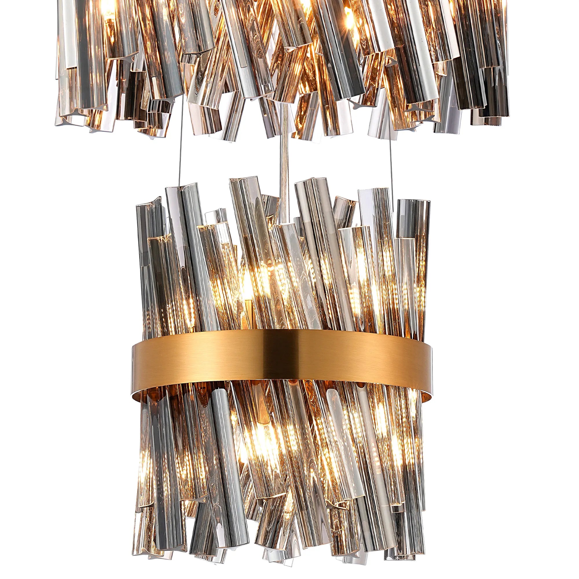 Farnley 4 Tier 80cm Pendant 24 Light - Brass & Smoke