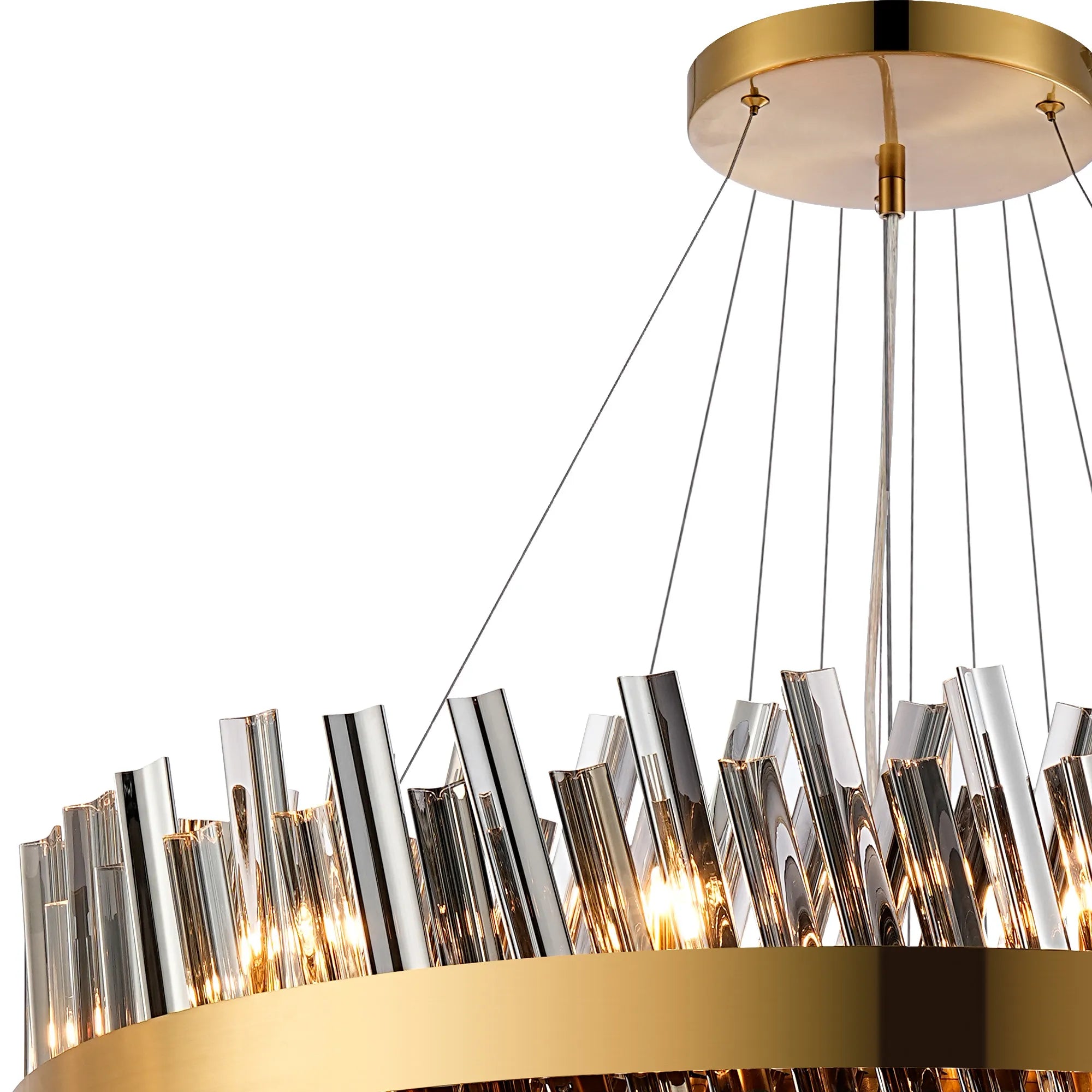 Farnley 4 Tier 80cm Pendant 24 Light - Brass & Smoke