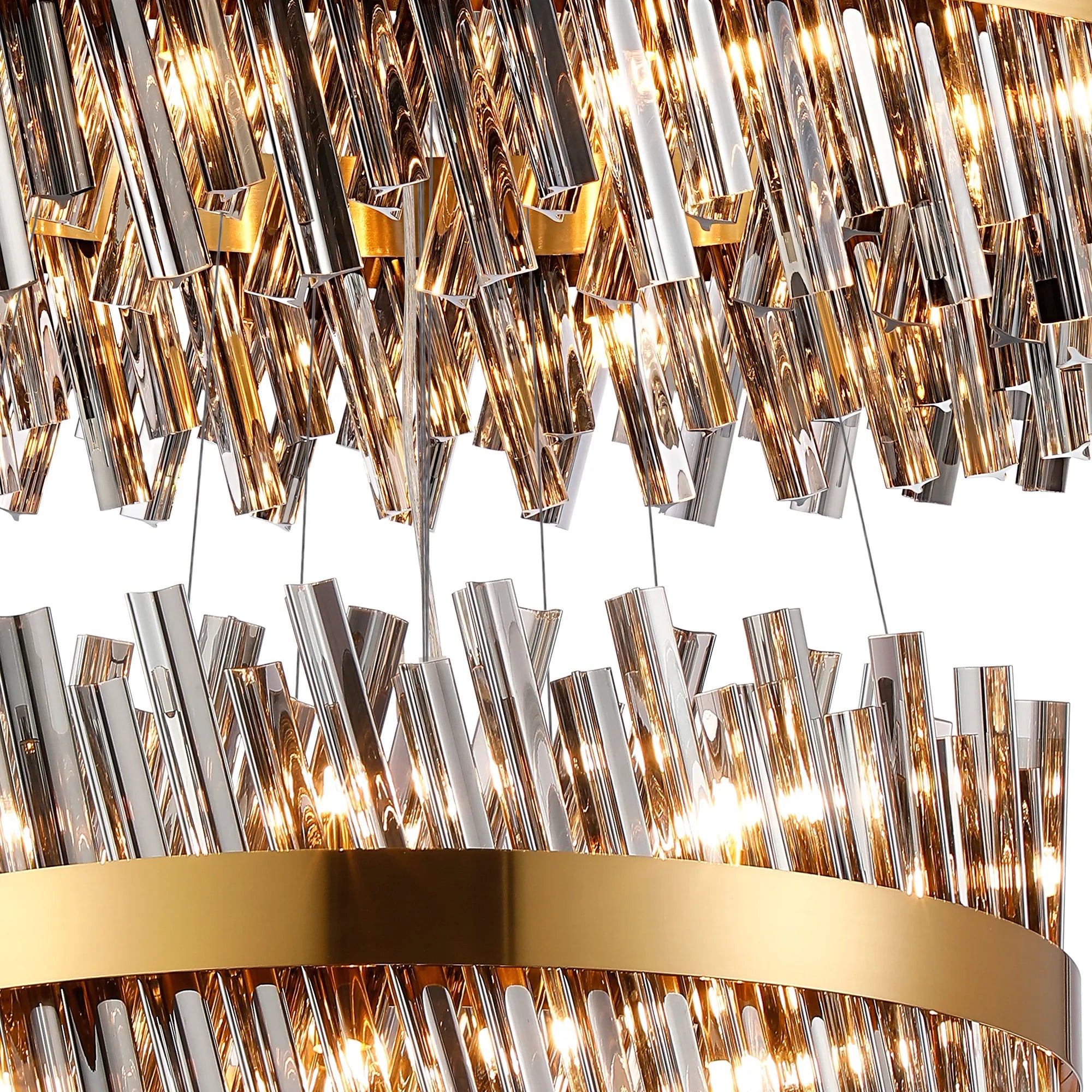 Farnley 4 Tier 80cm Pendant 24 Light - Brass & Smoke