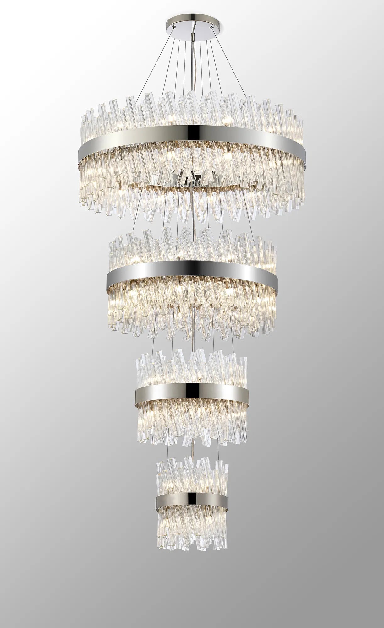 Farnley 4 Tier 80cm Pendant 24 Light - Polished Nickel & Clear