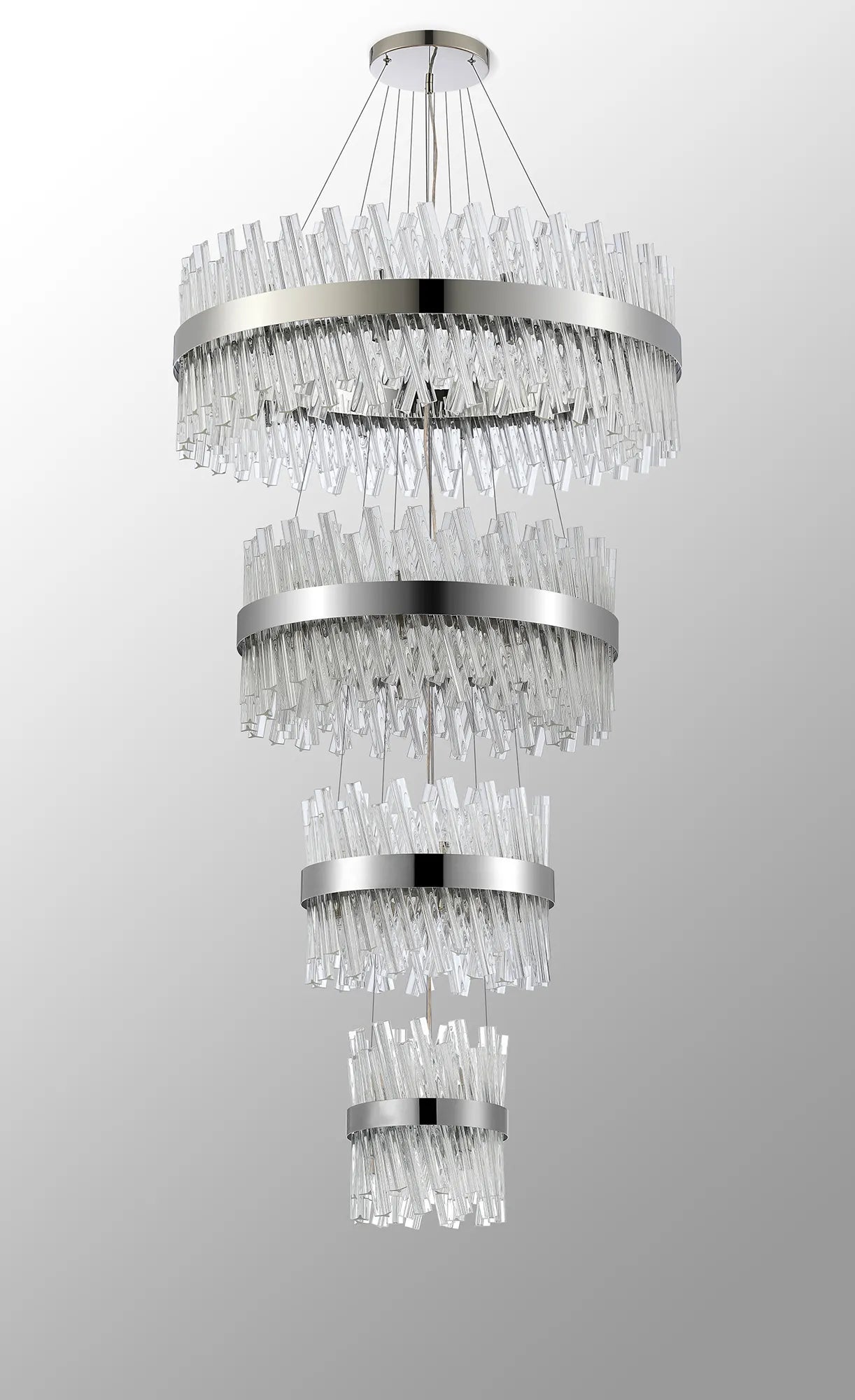 Farnley 4 Tier 80cm Pendant 24 Light - Polished Nickel & Clear