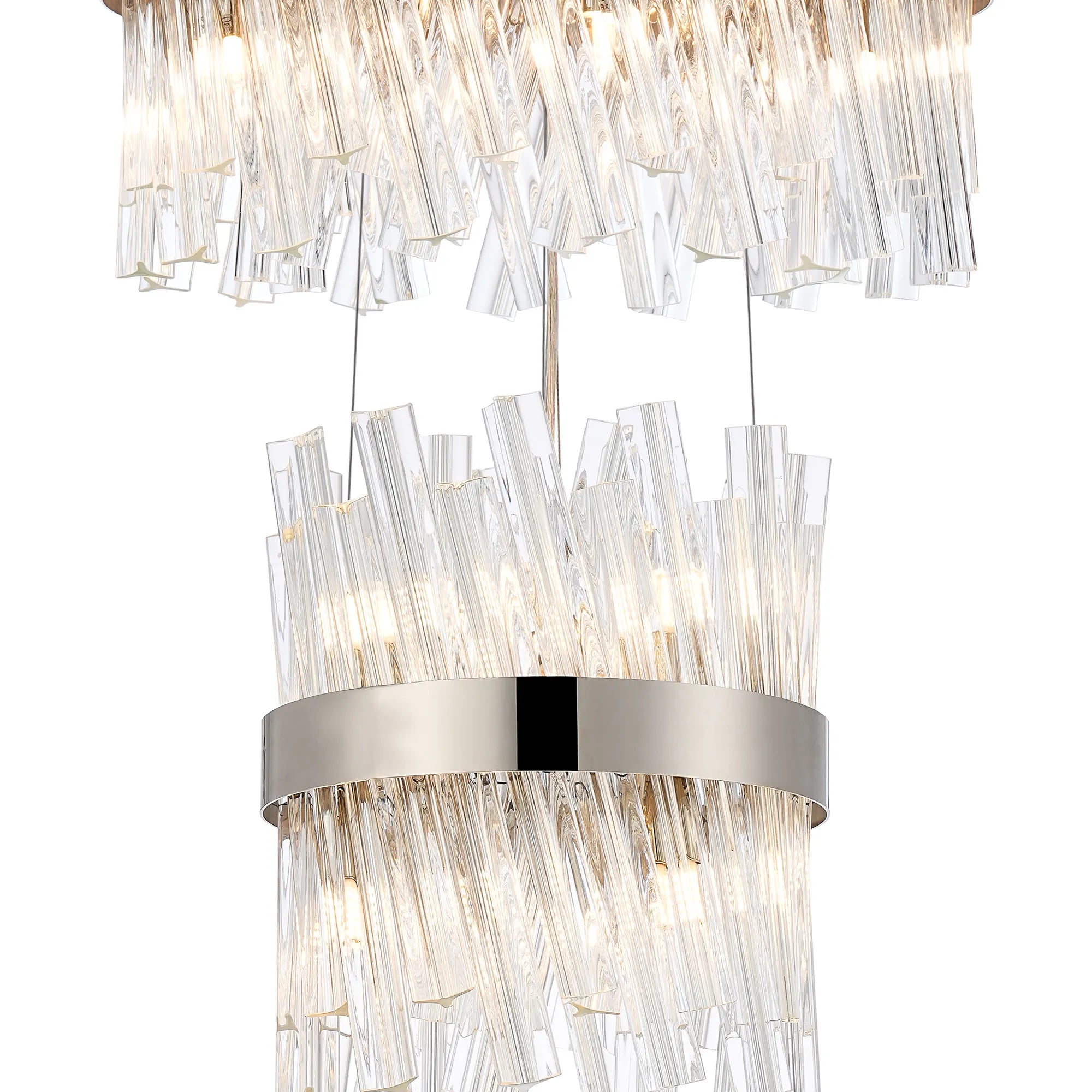 Farnley 4 Tier 80cm Pendant 24 Light - Polished Nickel & Clear