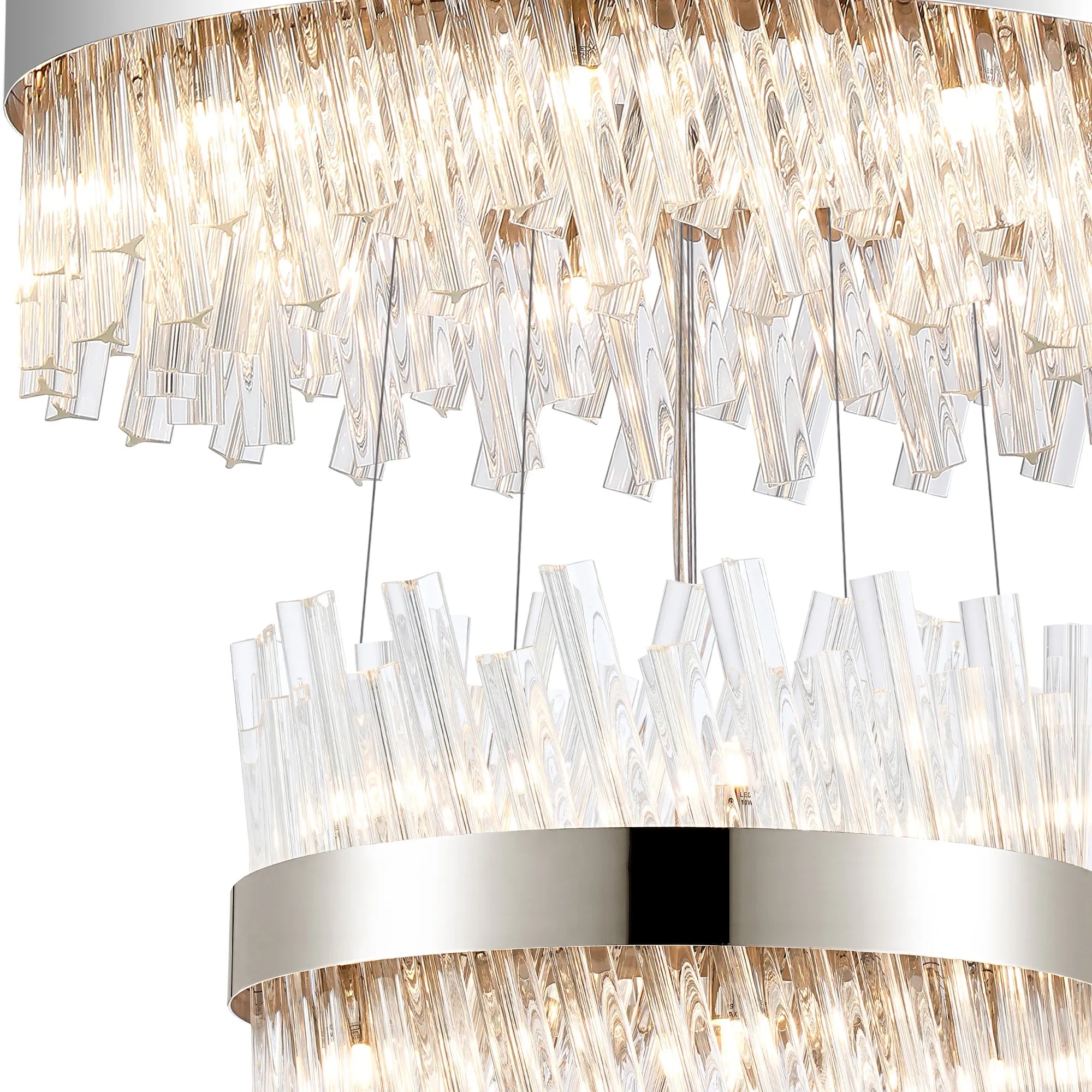 Farnley 4 Tier 80cm Pendant 24 Light - Polished Nickel & Clear