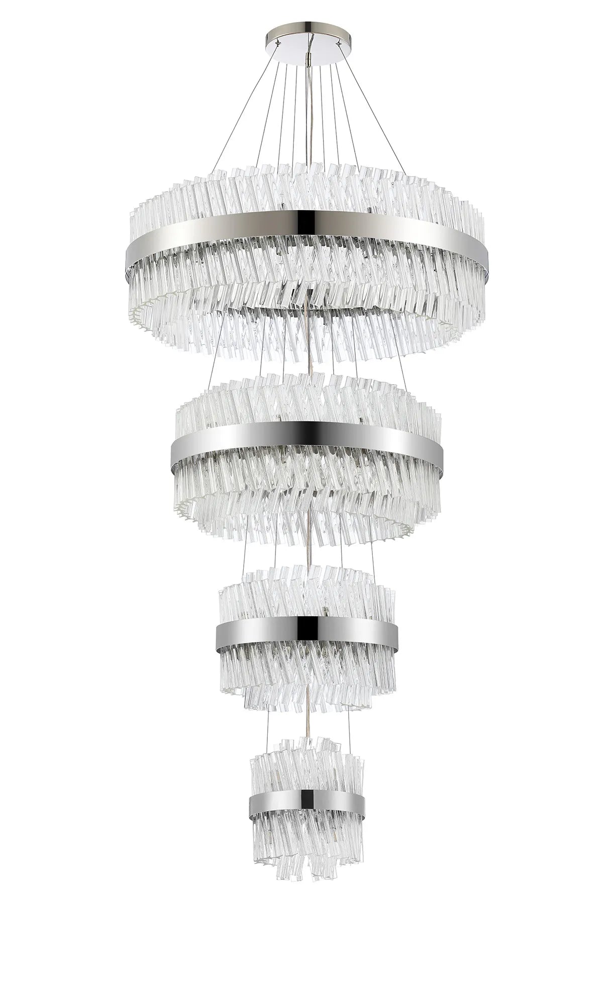 Farnley 4 Tier 80cm Pendant 24 Light - Polished Nickel & Clear