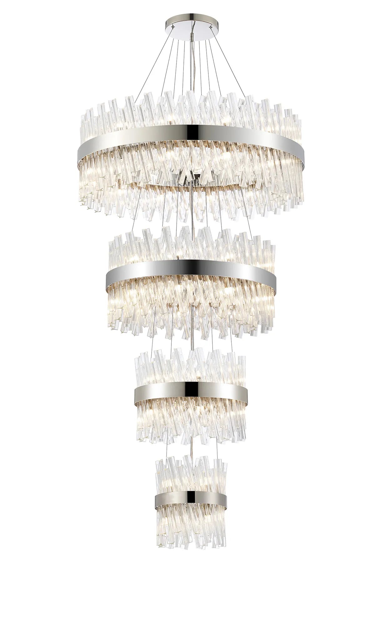 Farnley 4 Tier 80cm Pendant 24 Light - Polished Nickel & Clear