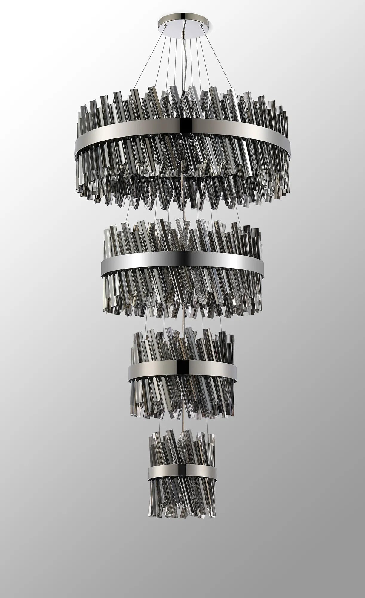 Farnley 4 Tier 80cm Pendant 24 Light - Polished Nickel & Smoke