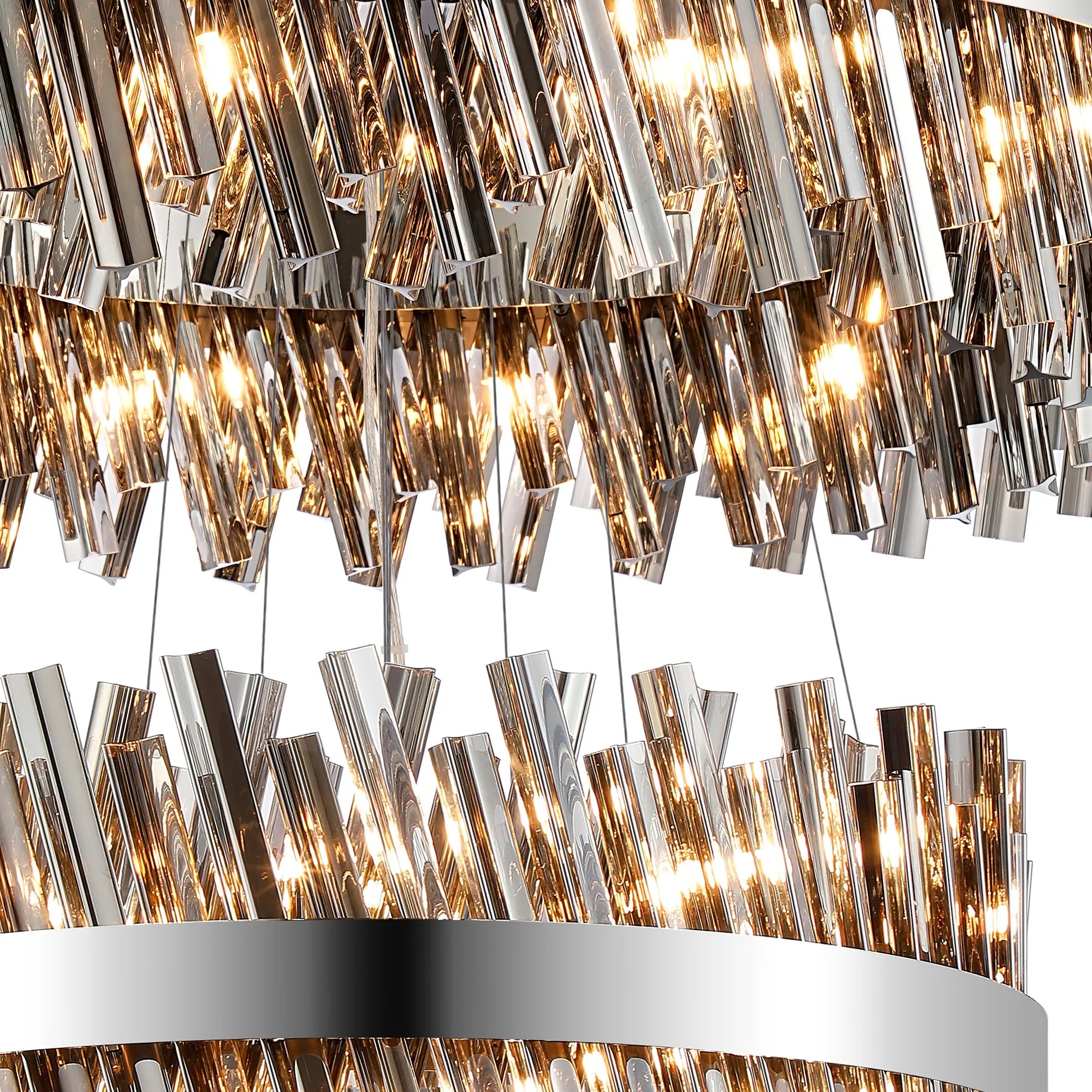 Farnley 4 Tier 80cm Pendant 24 Light - Polished Nickel & Smoke