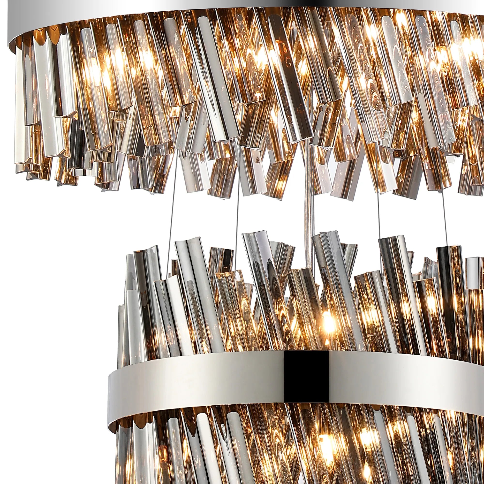Farnley 4 Tier 80cm Pendant 24 Light - Polished Nickel & Smoke