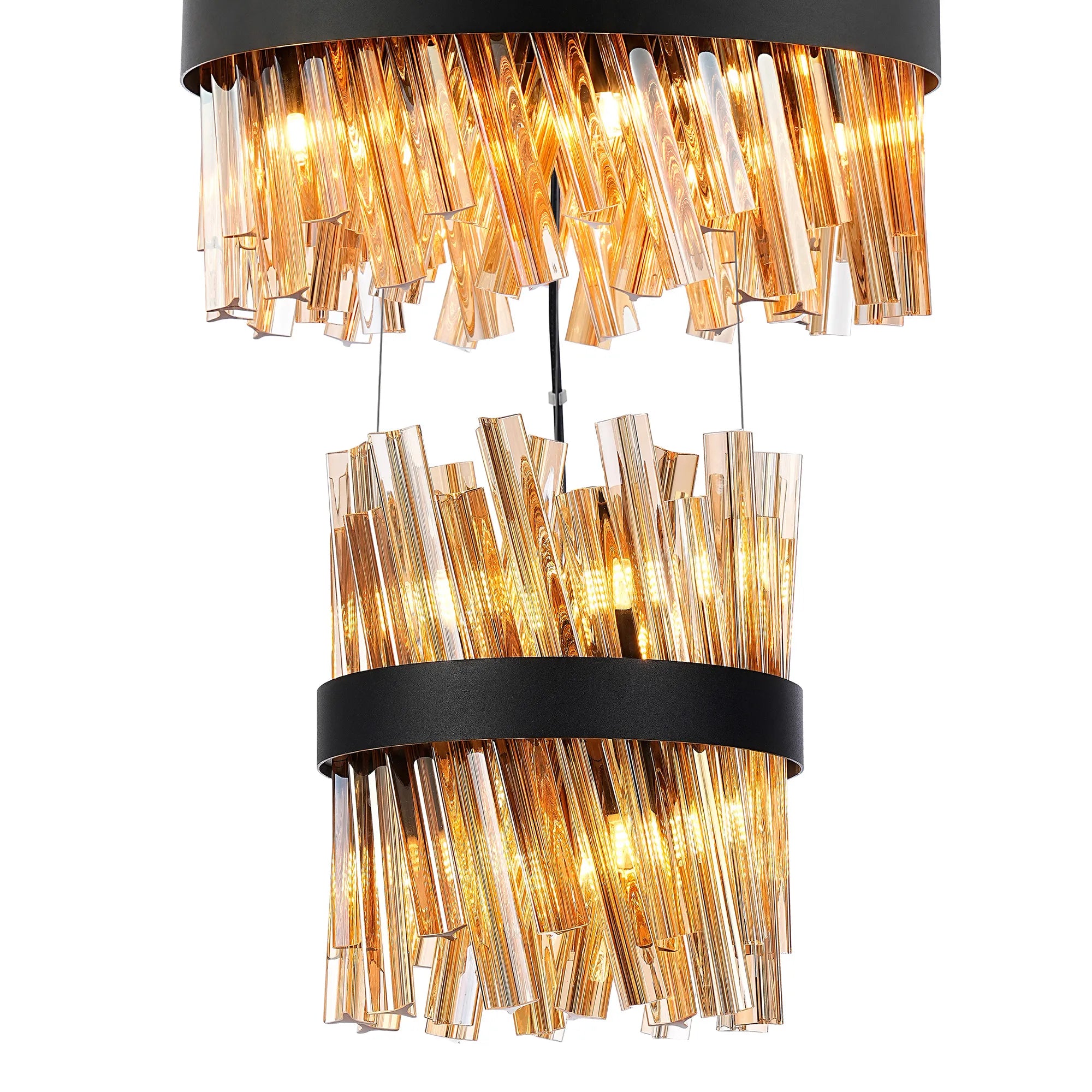 Farnley 5 Tier 1m Pendant 32 Light - Black & Amber