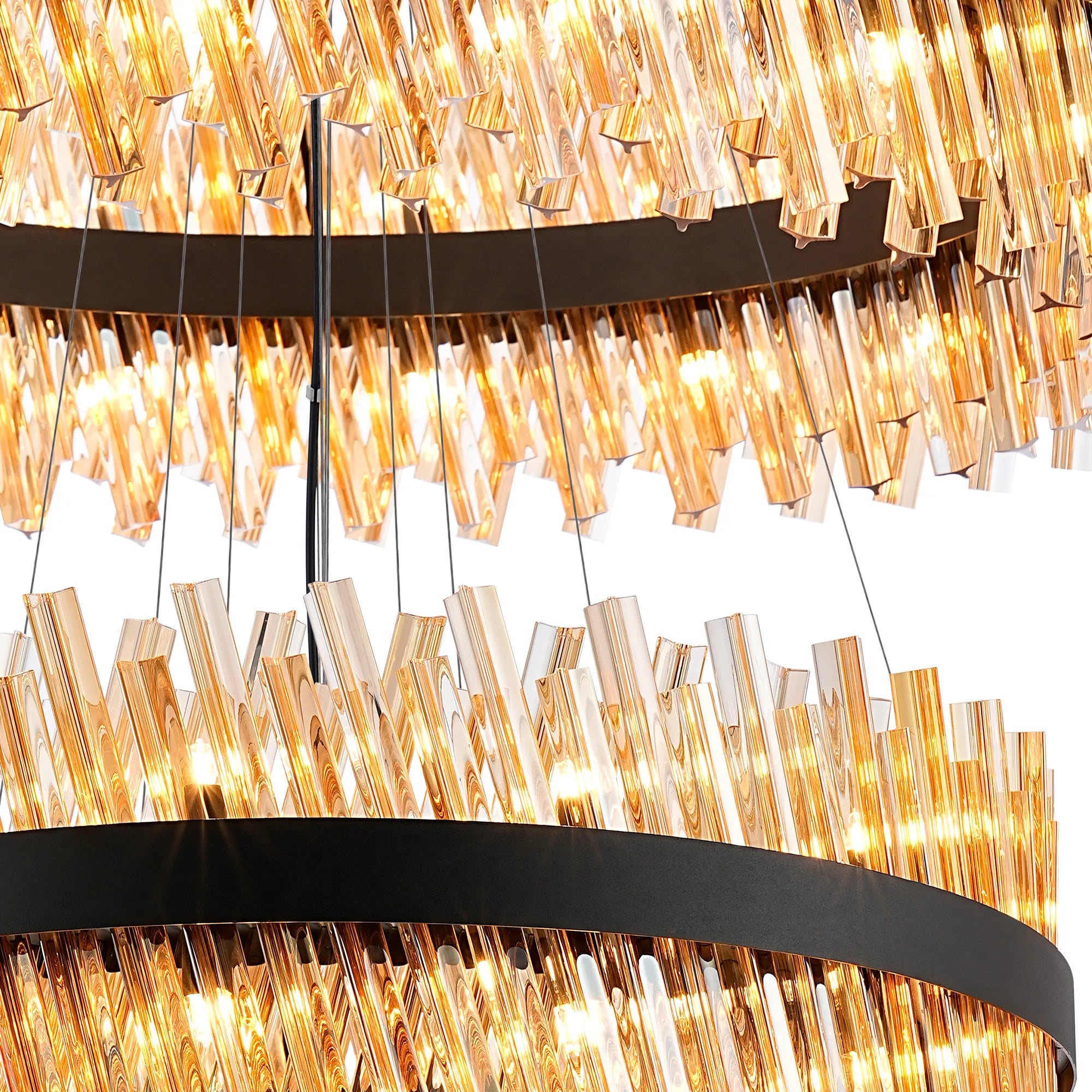 Farnley 5 Tier 1m Pendant 32 Light - Black & Amber