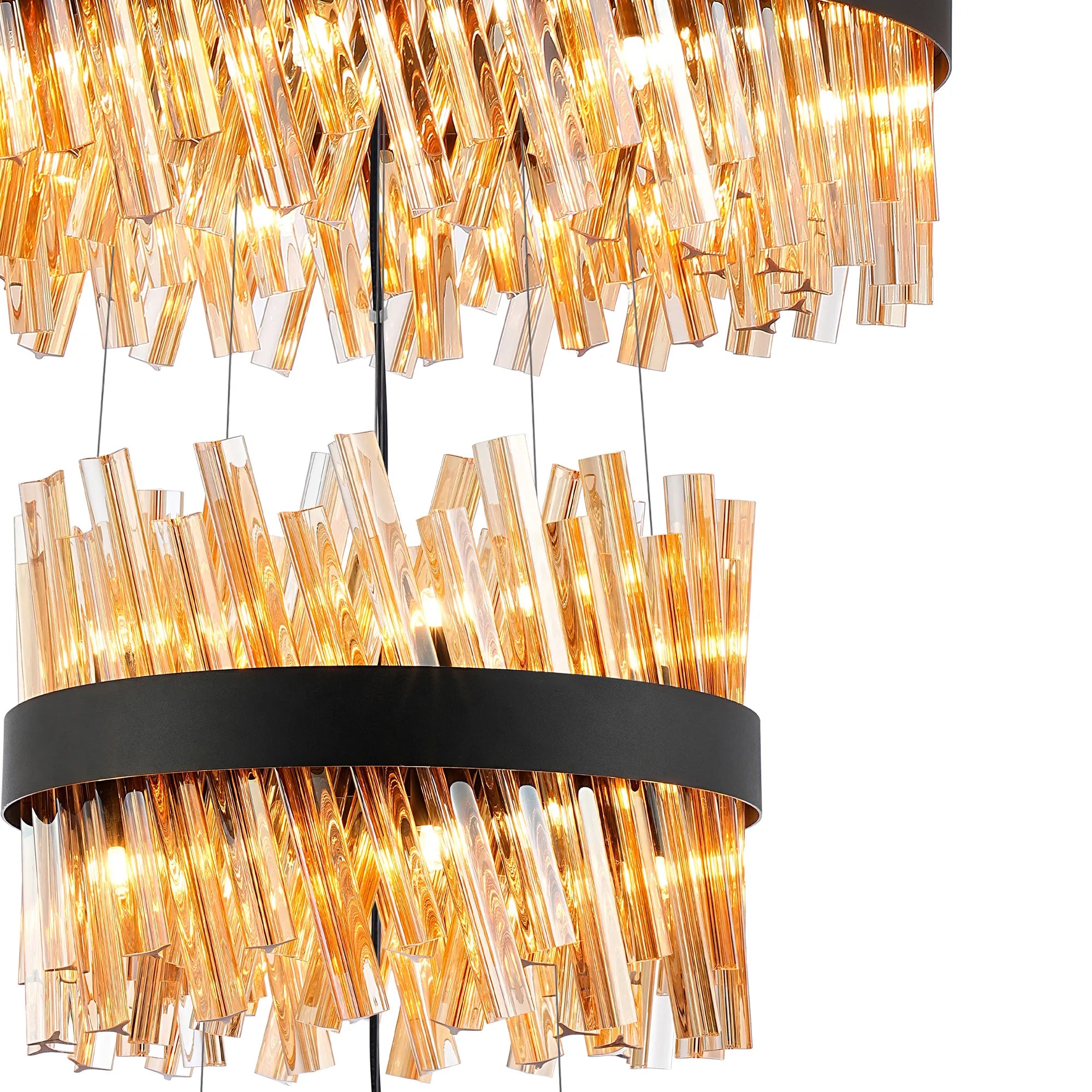 Farnley 5 Tier 1m Pendant 32 Light - Black & Amber