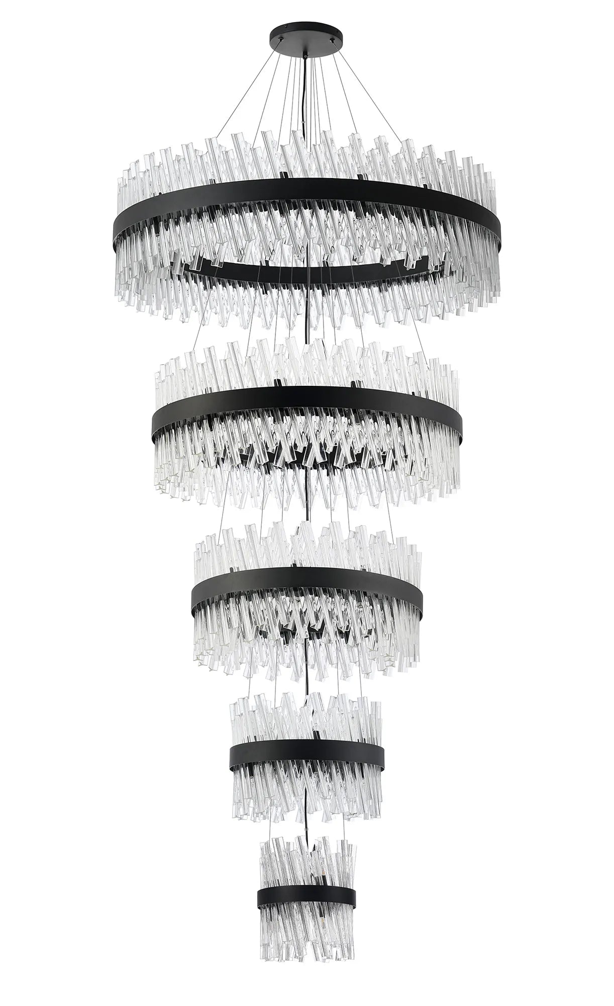 Farnley 5 Tier 1m Pendant 32 Light - Black & Clear