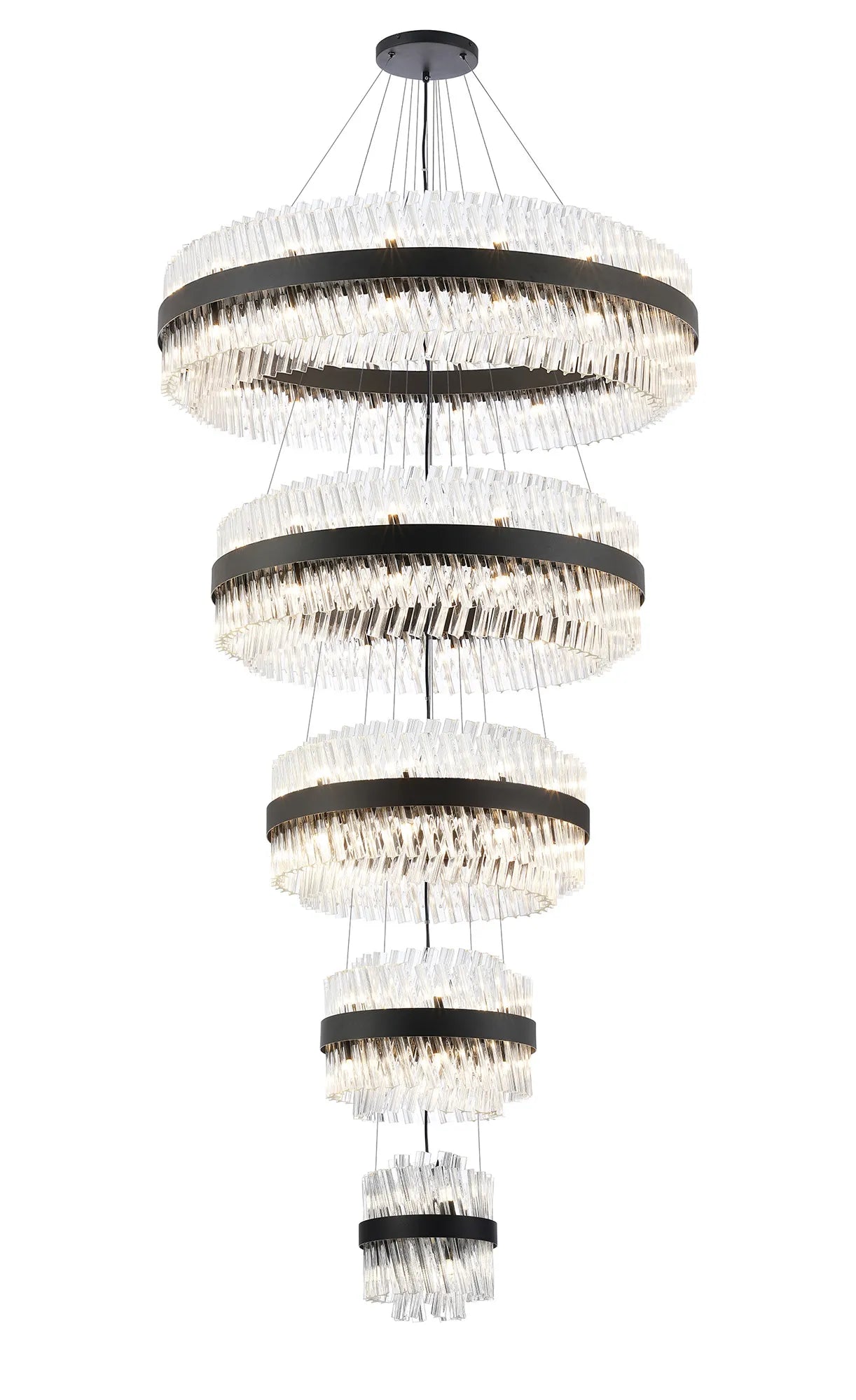 Farnley 5 Tier 1m Pendant 32 Light - Black & Clear