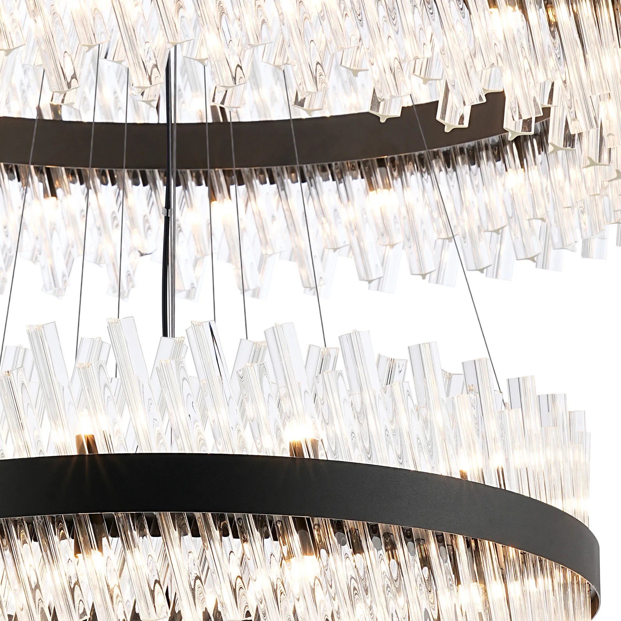 Farnley 5 Tier 1m Pendant 32 Light - Black & Clear