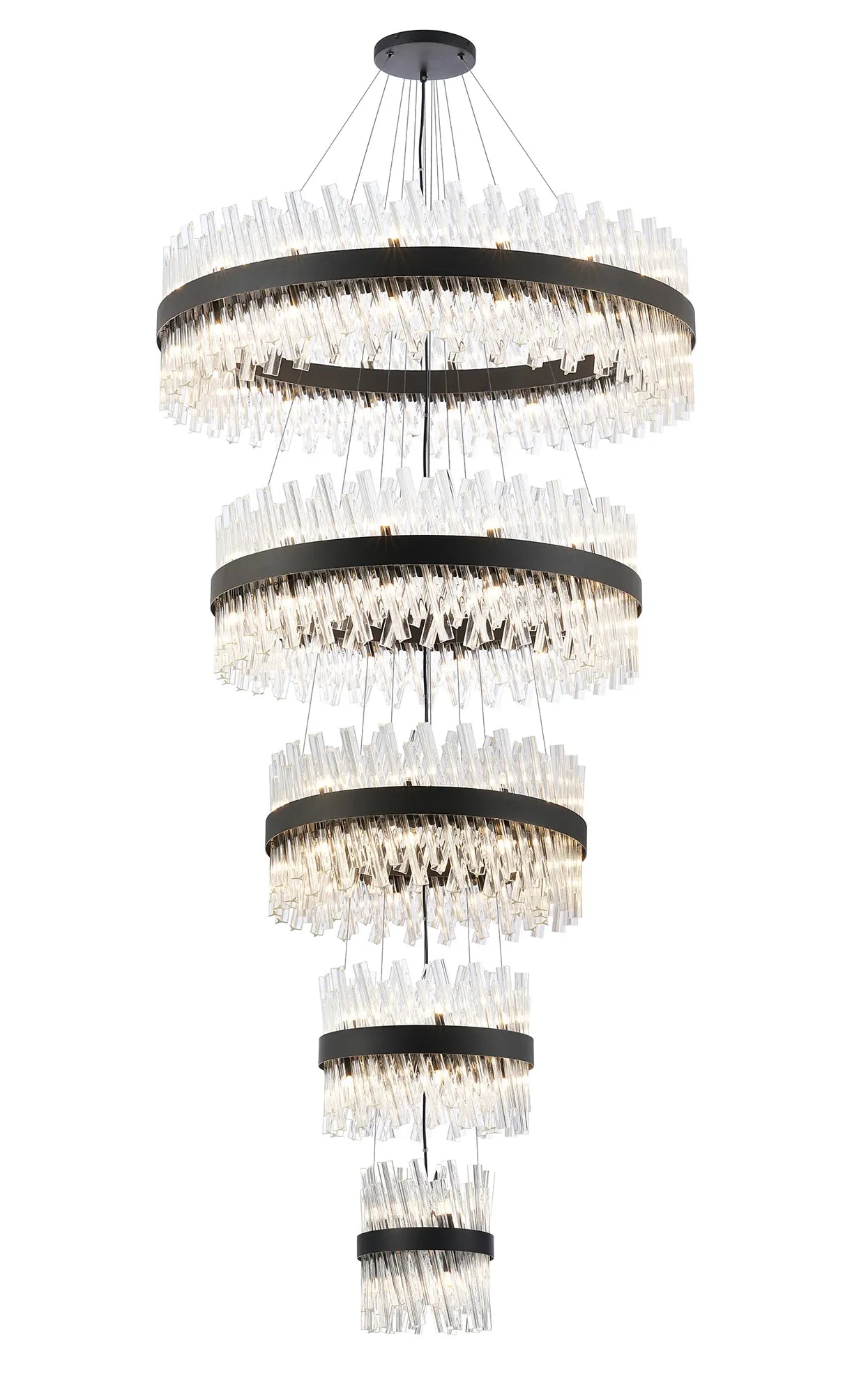 Farnley 5 Tier 1m Pendant 32 Light - Black & Clear