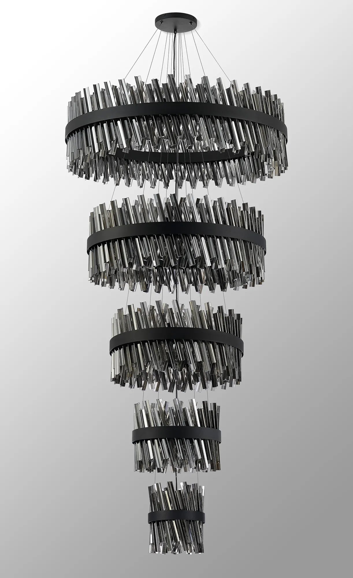 Farnley 5 Tier 1m Pendant 32 Light - Black & Smoke