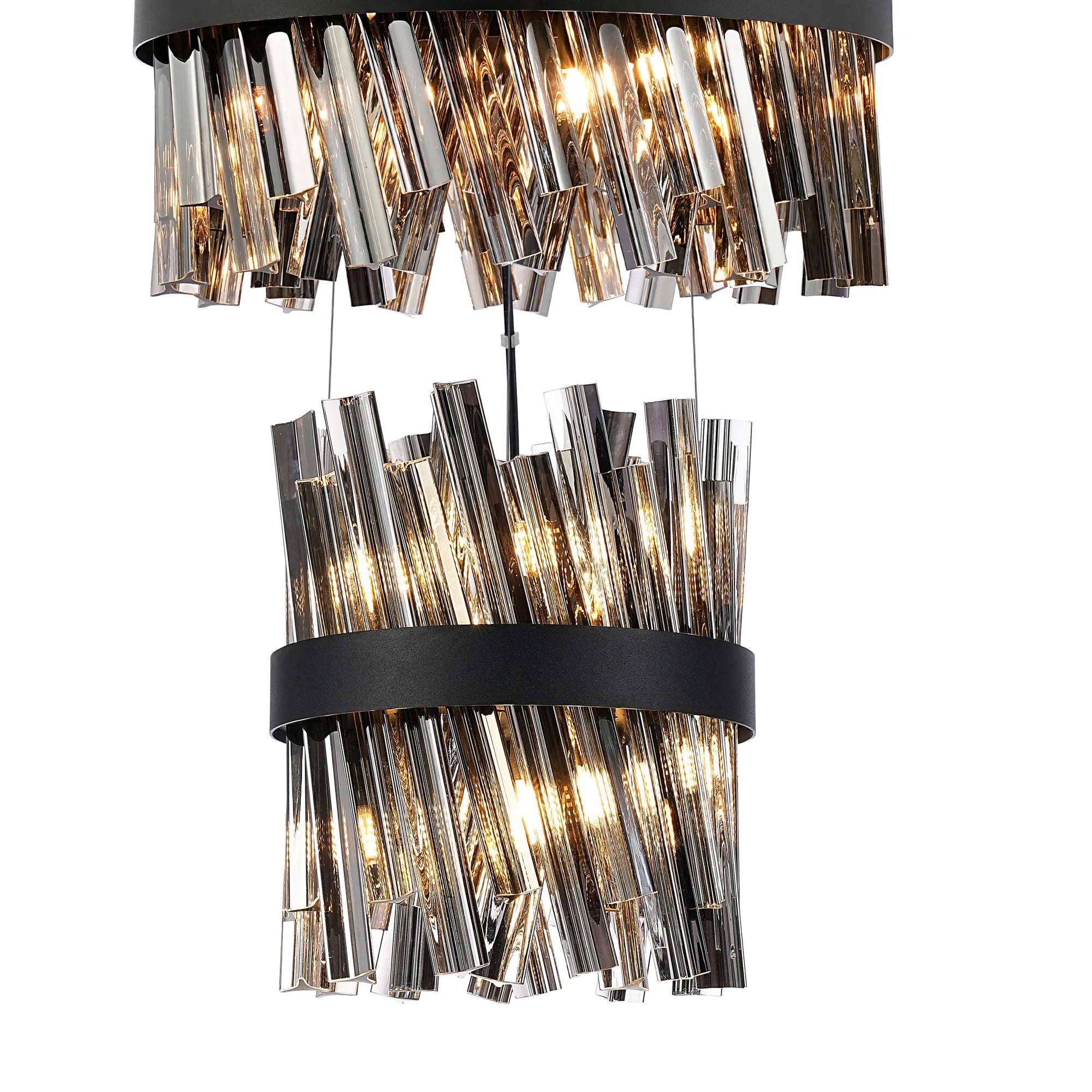 Farnley 5 Tier 1m Pendant 32 Light - Black & Smoke