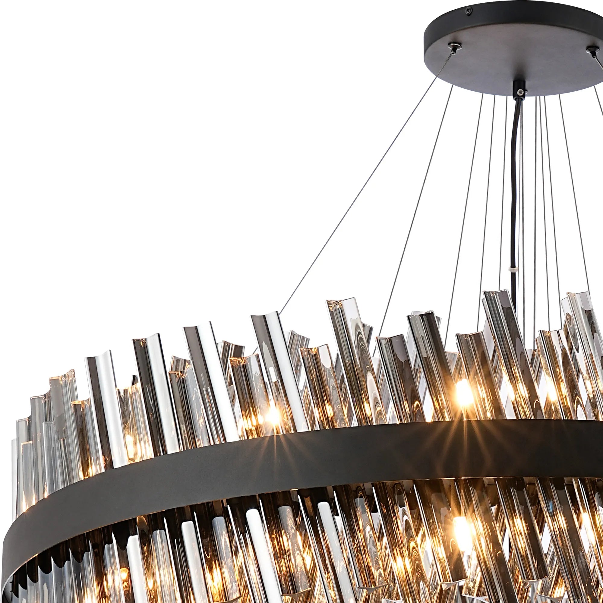Farnley 5 Tier 1m Pendant 32 Light - Black & Smoke