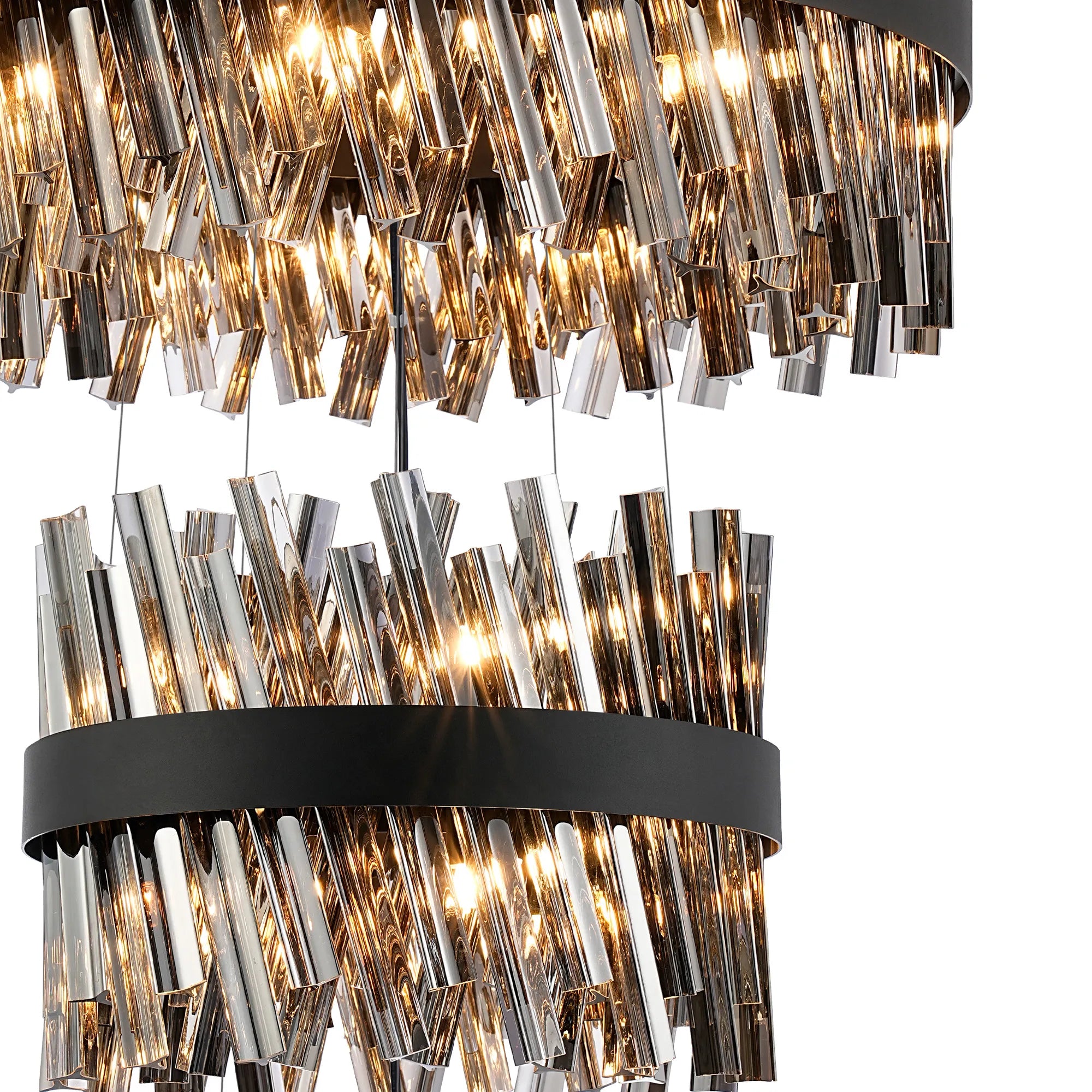 Farnley 5 Tier 1m Pendant 32 Light - Black & Smoke