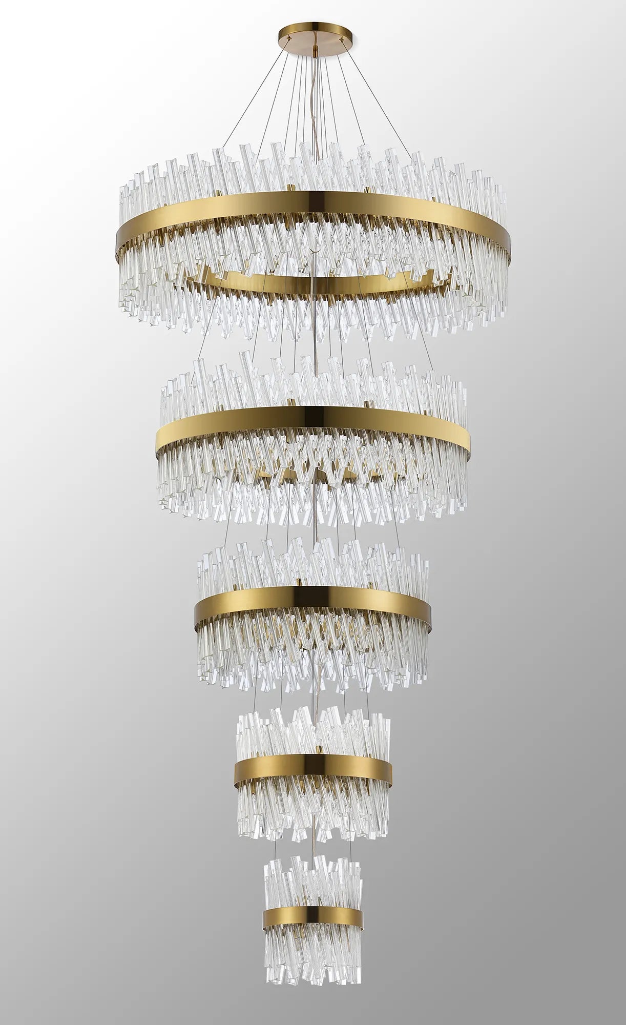 Farnley 5 Tier 1m Pendant 32 Light - Brass & Clear