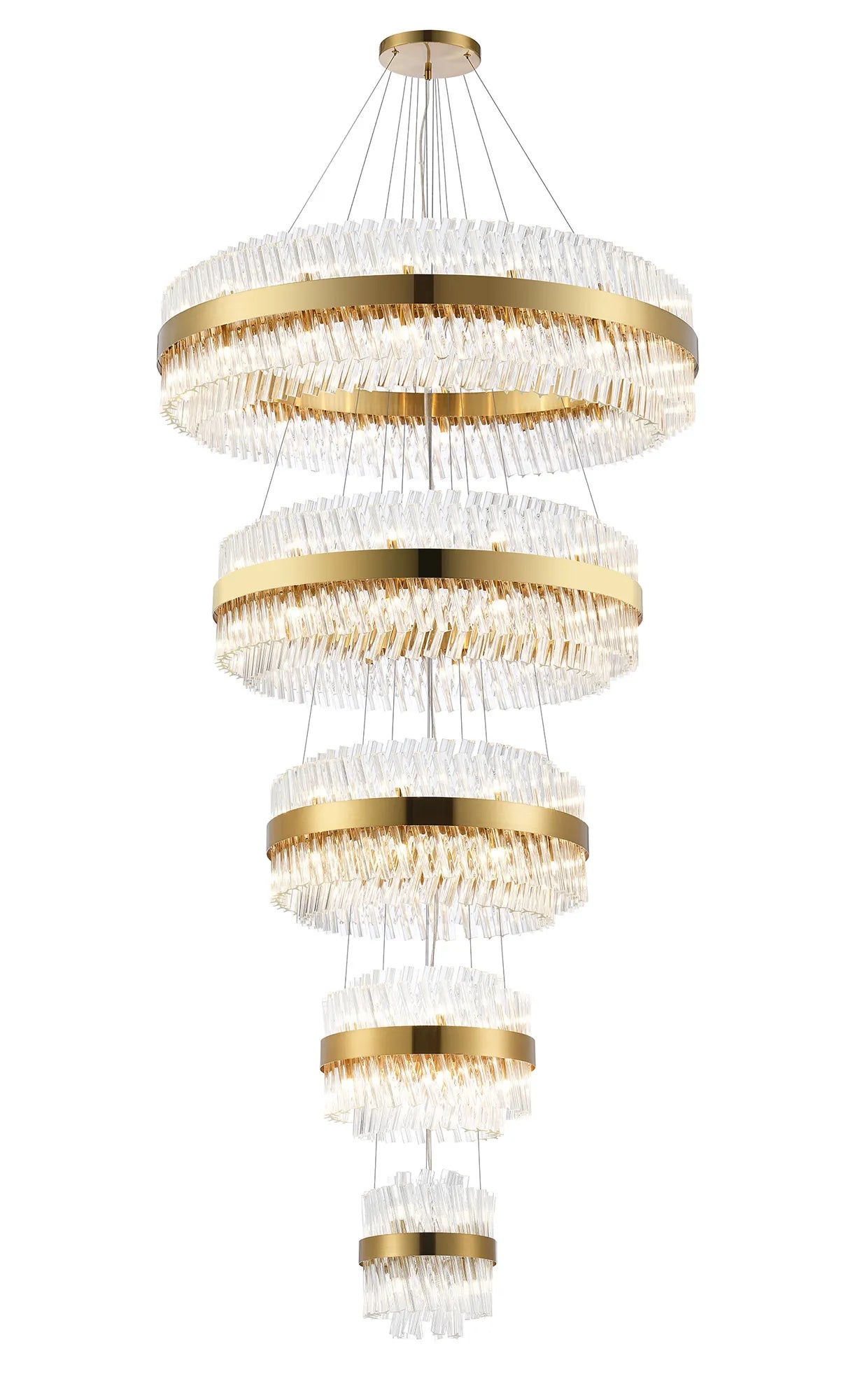 Farnley 5 Tier 1m Pendant 32 Light - Brass & Clear
