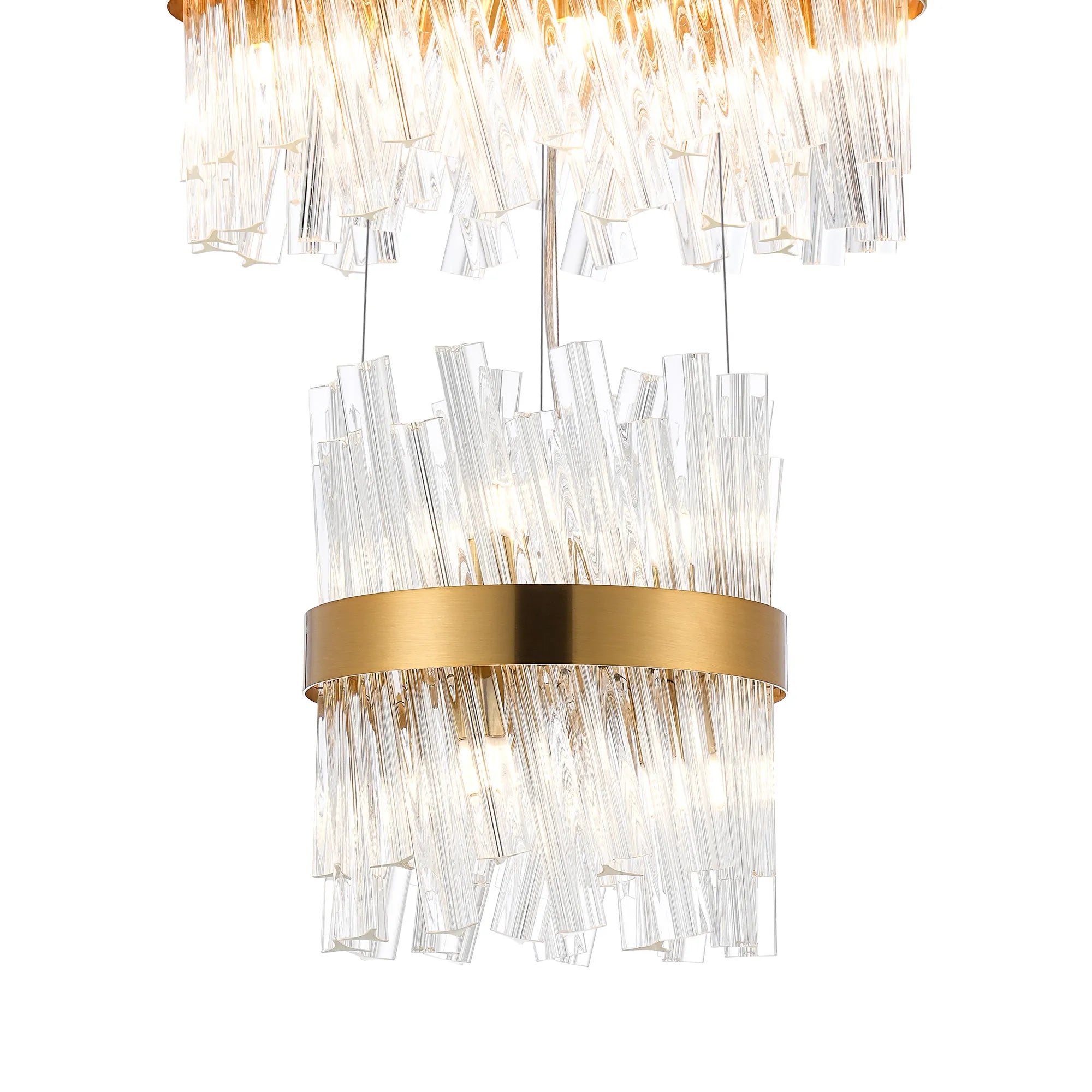 Farnley 5 Tier 1m Pendant 32 Light - Brass & Clear