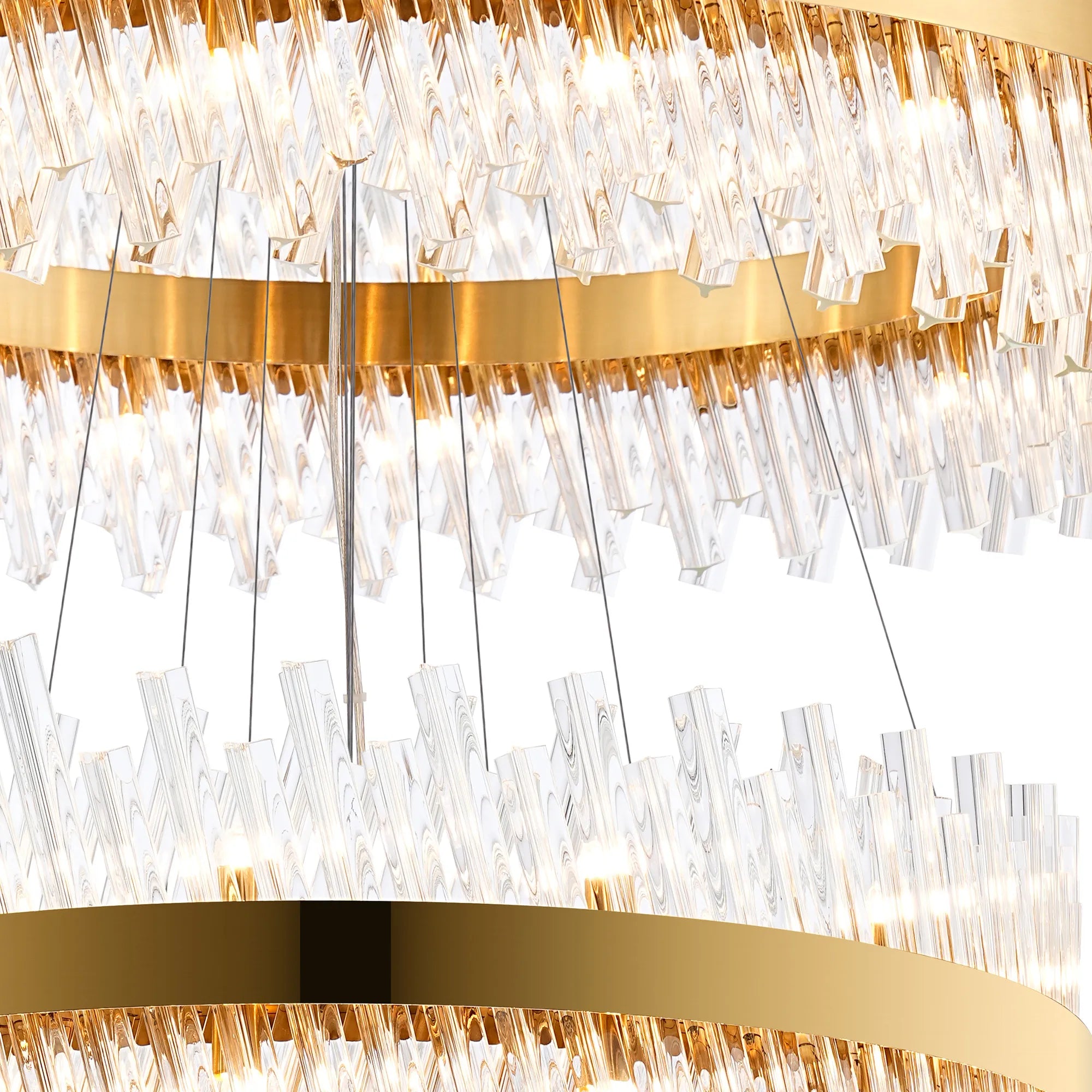 Farnley 5 Tier 1m Pendant 32 Light - Brass & Clear