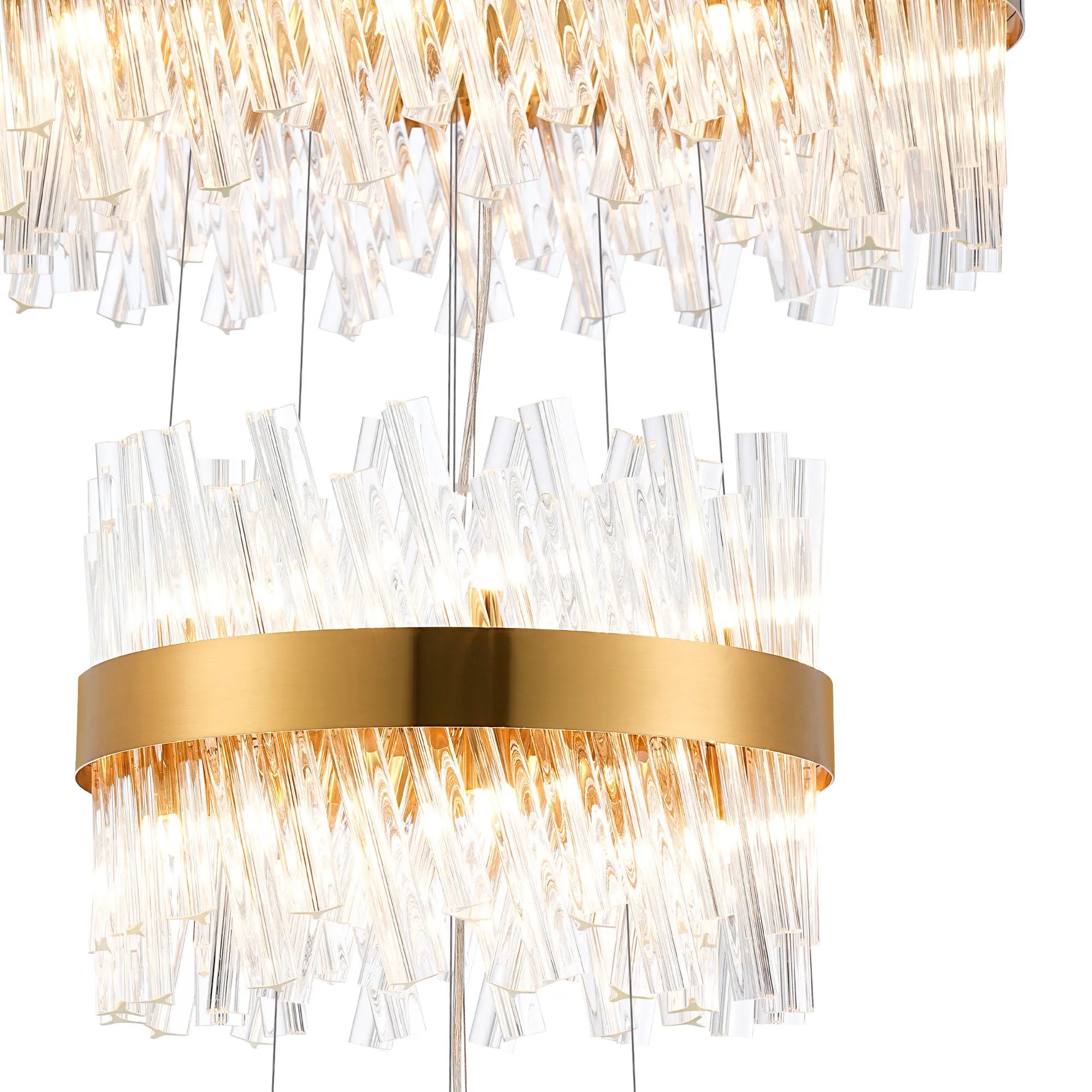 Farnley 5 Tier 1m Pendant 32 Light - Brass & Clear