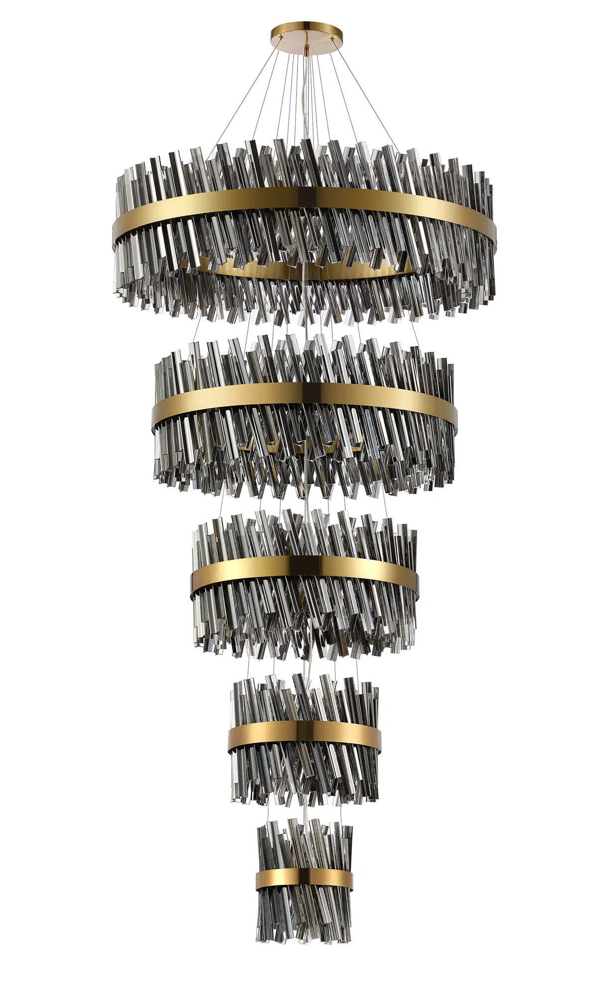 Farnley 5 Tier 1m Pendant 32 Light - Brass & Smoke